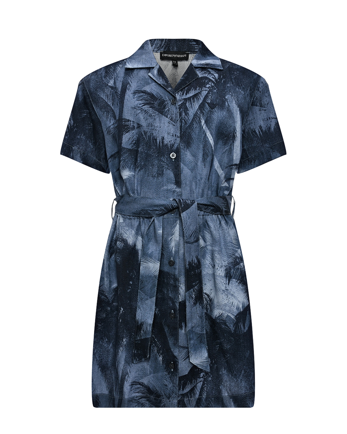 Платье-рубашка с принтом "пальмы" Emporio Armani, размер 164, цвет синий - фото 1