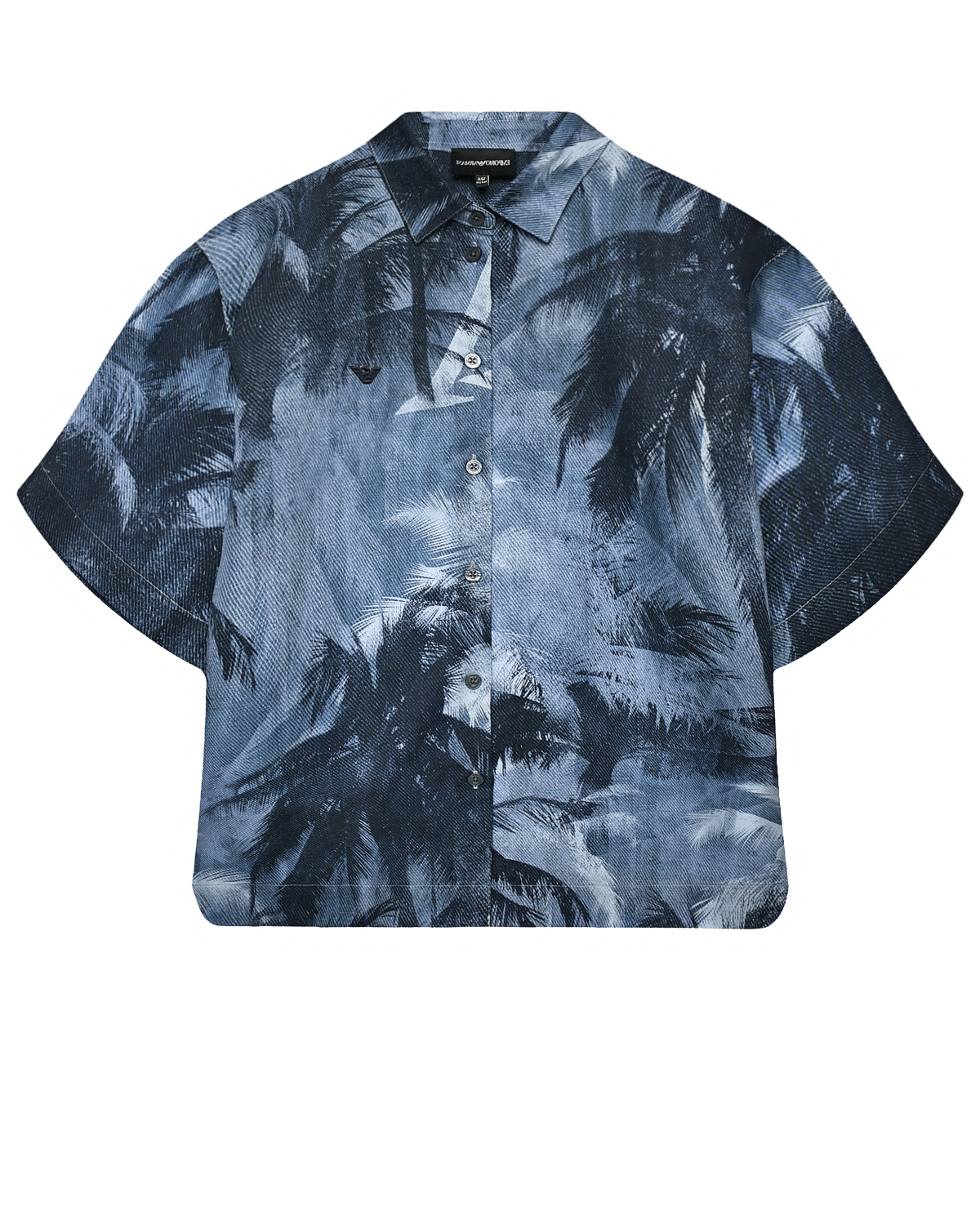 Рубашка с принтом "пальмы", синяя Emporio Armani, размер 176, цвет синий - фото 1