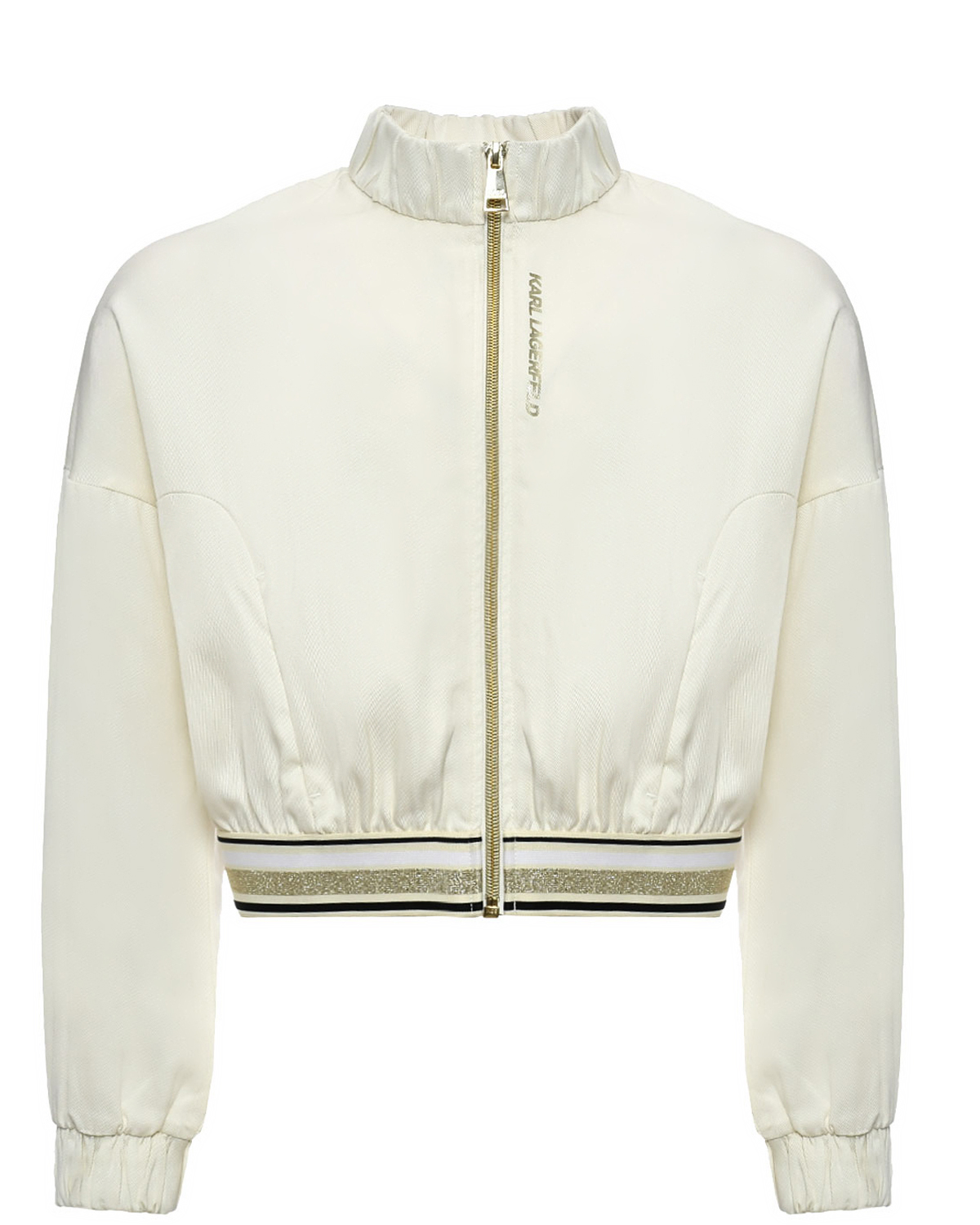 Спортивная куртка с лого из стразов, белая Karl Lagerfeld kids, размер 140, цвет нет цвета - фото 1