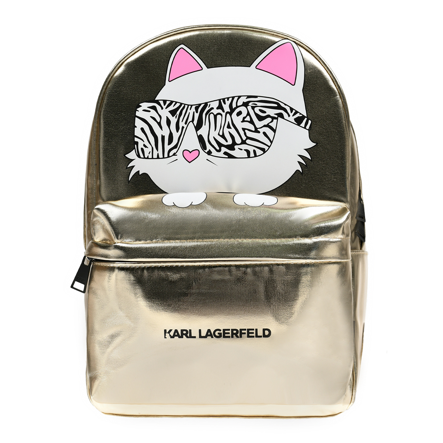 Рюкзак с принтом кошки, золотой Karl Lagerfeld kids, размер unica, цвет нет цвета - фото 1