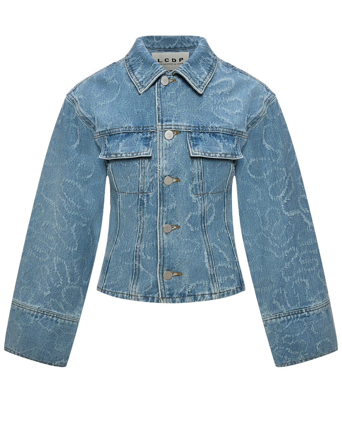 Джинсовая куртка со сплошным узором Les Coyotes de Paris свитер синего а с узором косы и ромбы jan