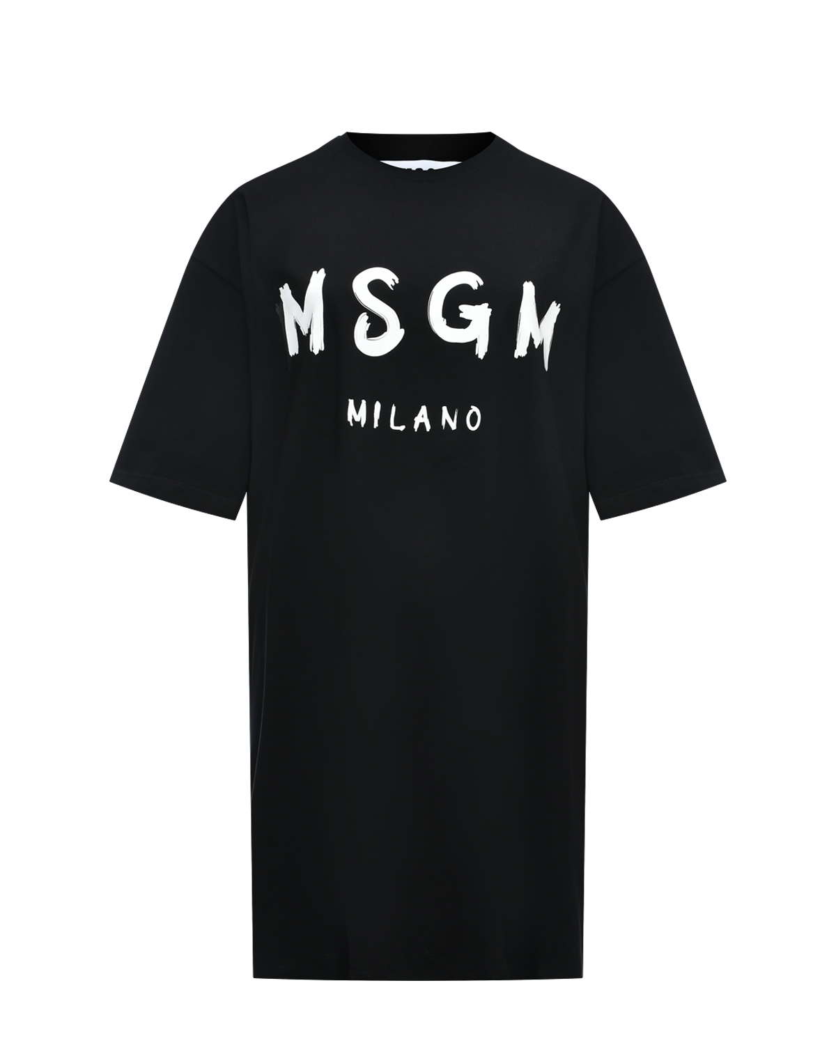Платье-футболка с белым лого, черная MSGM биток aramith pool tournament magnetic с лого 57 2мм белый