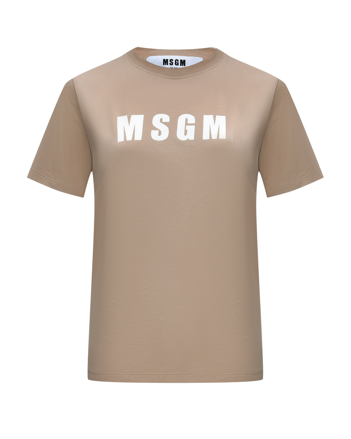 Базовая футболка с лого MSGM футболка мужская базовая бежевая с черной линией на рукавах