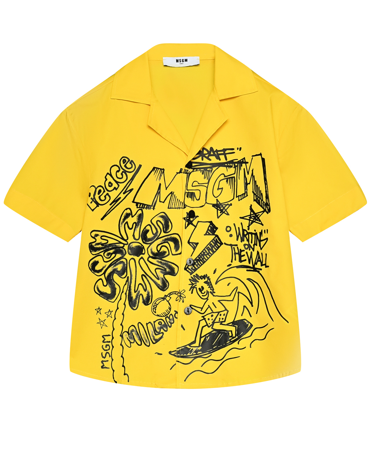Рубашка с принтом "пальма", желтая MSGM, размер 128, цвет нет цвета - фото 1