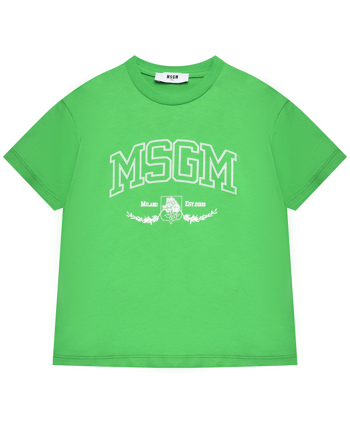 Футболка с логотипом, зеленая MSGM футболка для мальчиков зеленая с текстом принтом