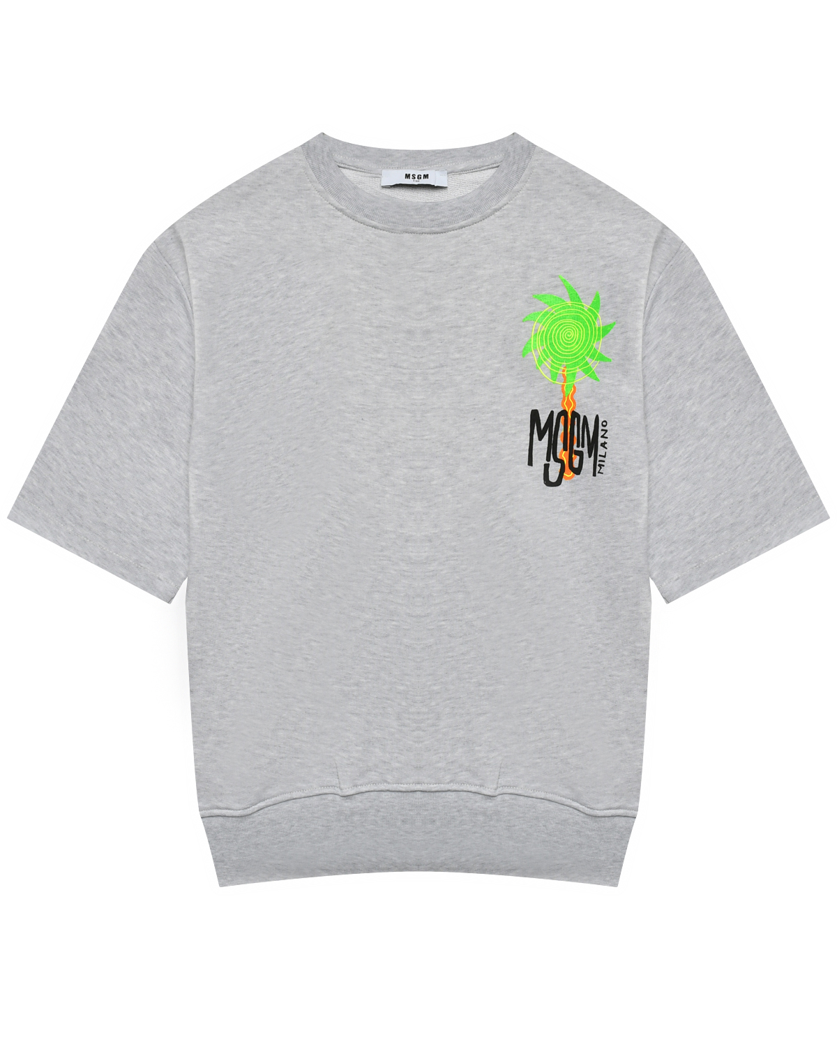 Свитшот с логотипом принт пальмы, серый MSGM свитшот с логотипом вышитым бусинками msgm