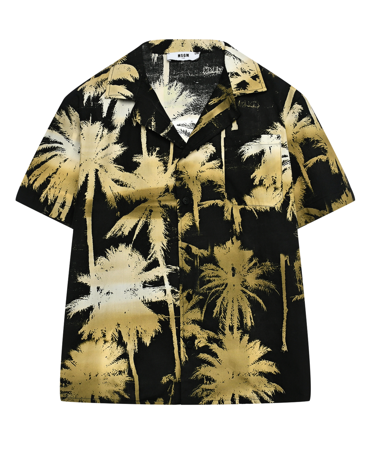 Рубашка пижамного кроя с принтом пальмы, черная MSGM, размер 152, цвет черный - фото 1