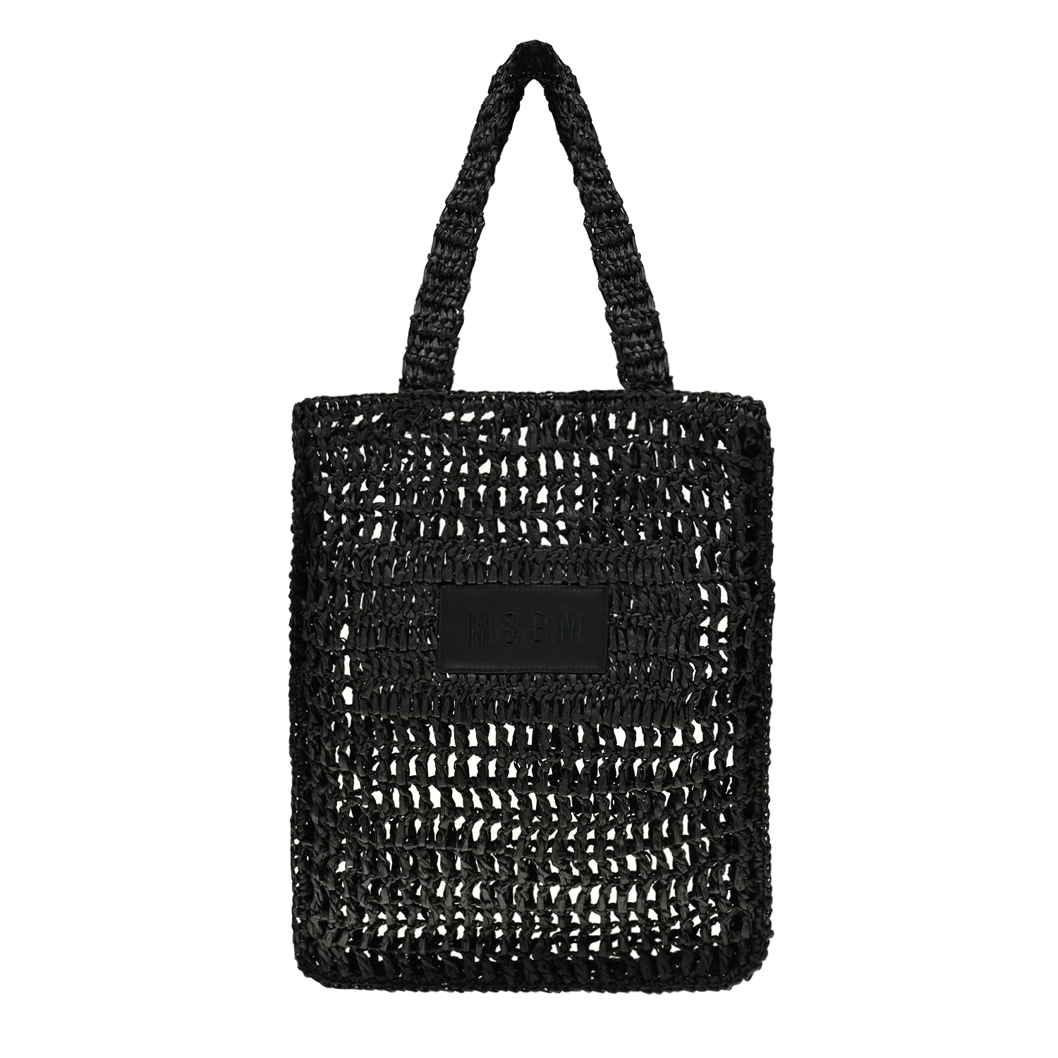 Плетеная сумка черного цвета MSGM зауженные к низу брюки черного а с темно серую полоску для девочек