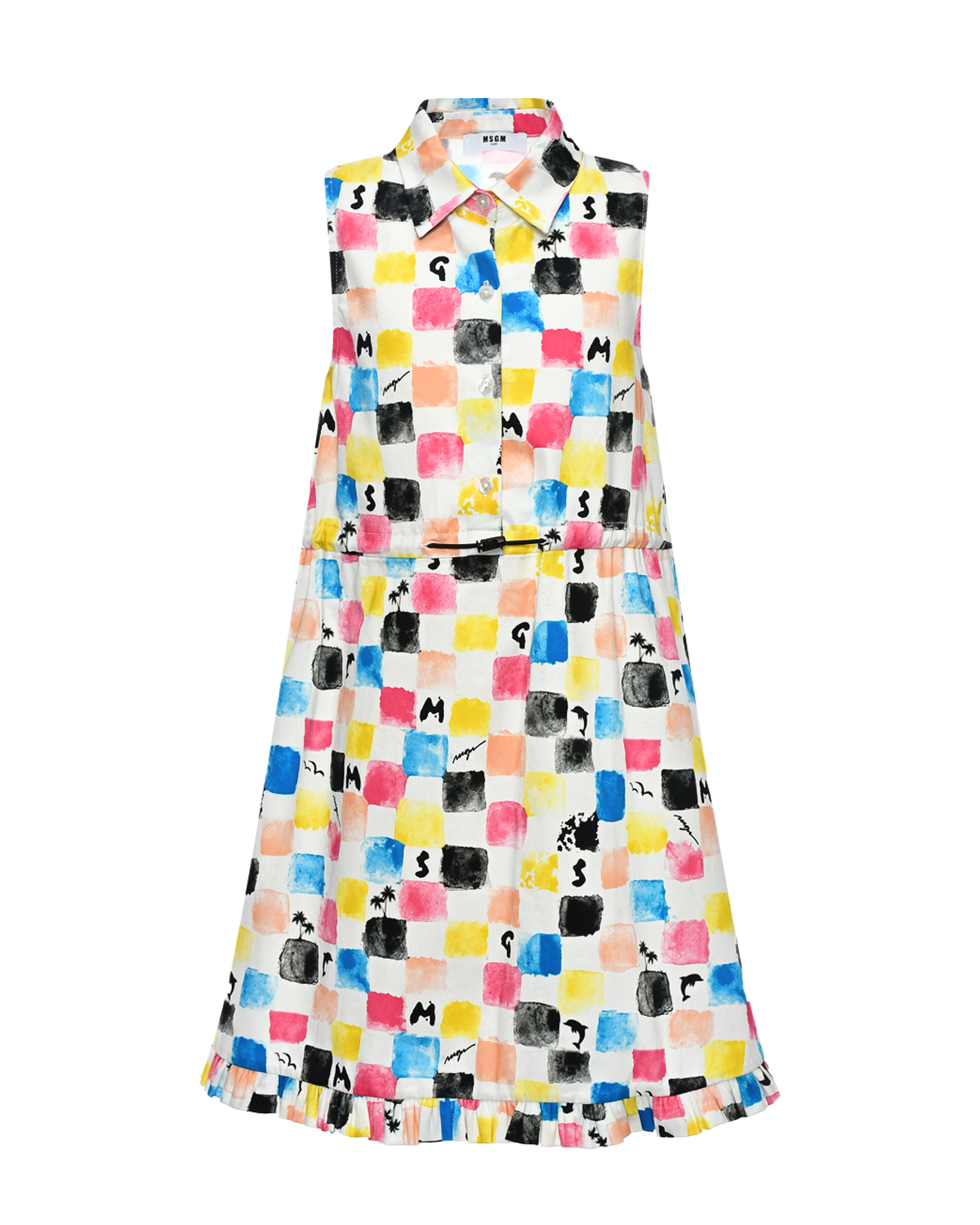 Платье с принтом в шашечку MSGM, размер 152, цвет мультиколор - фото 1