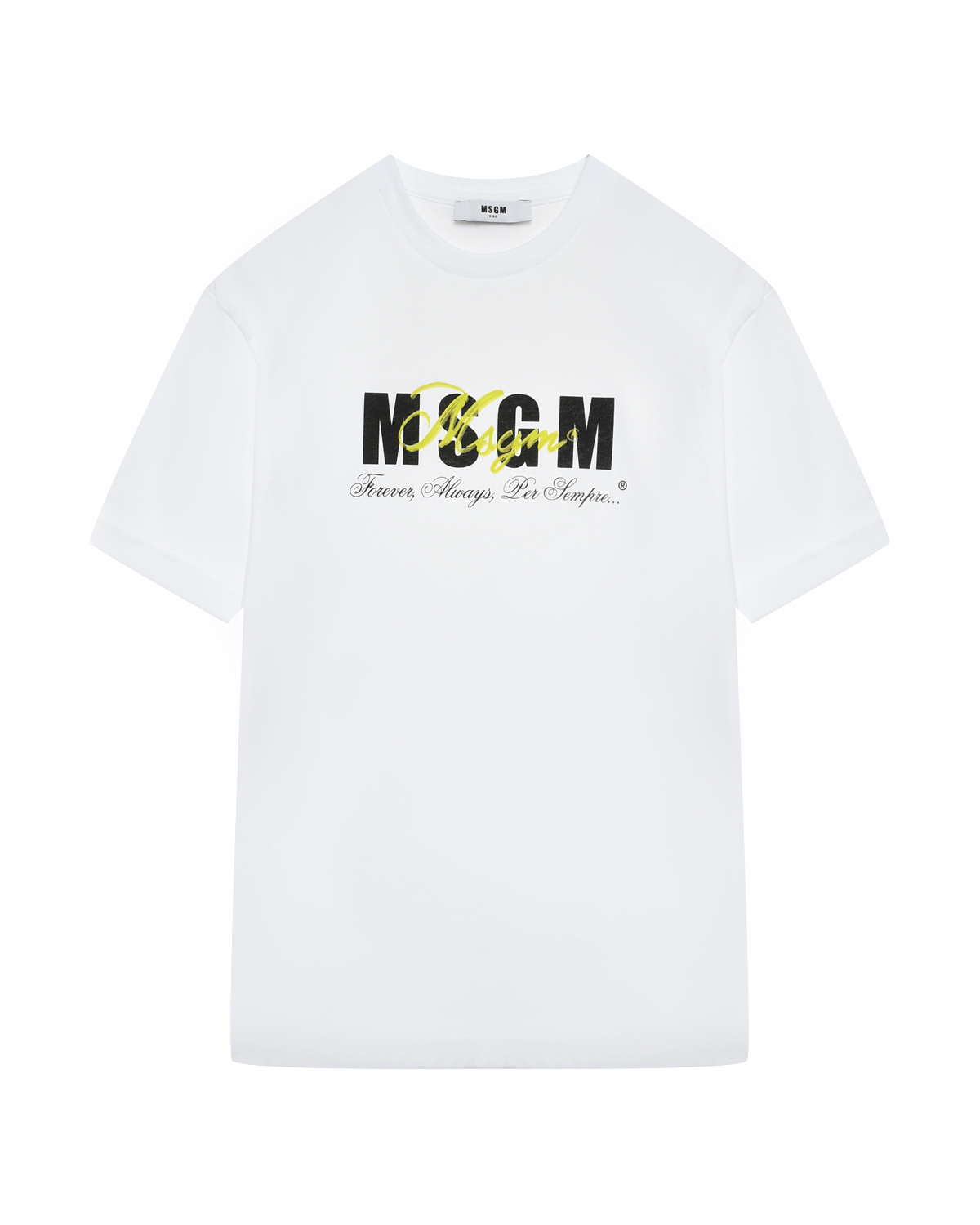 Футболка с черным лого, белая MSGM футболка для мальчиков белая с рисунком и текстом