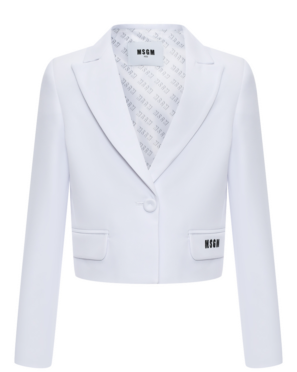 Пиджак укороченный белый на одной пуговице MSGM пиджак оверсайз белый glvr m