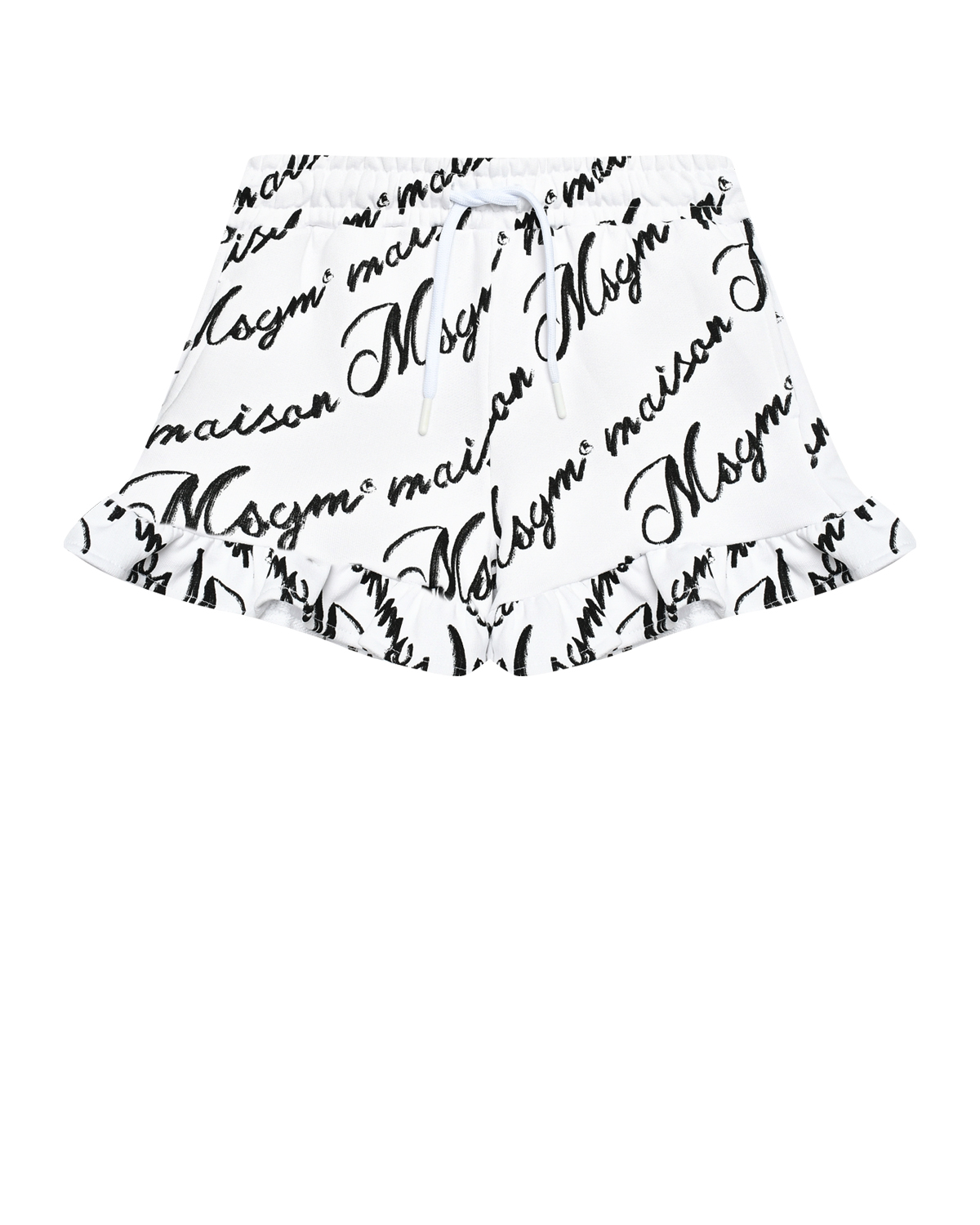 Шорты на резинке с принтом логотипа прописью, белые MSGM белые шорты для беременных pietro brunelli
