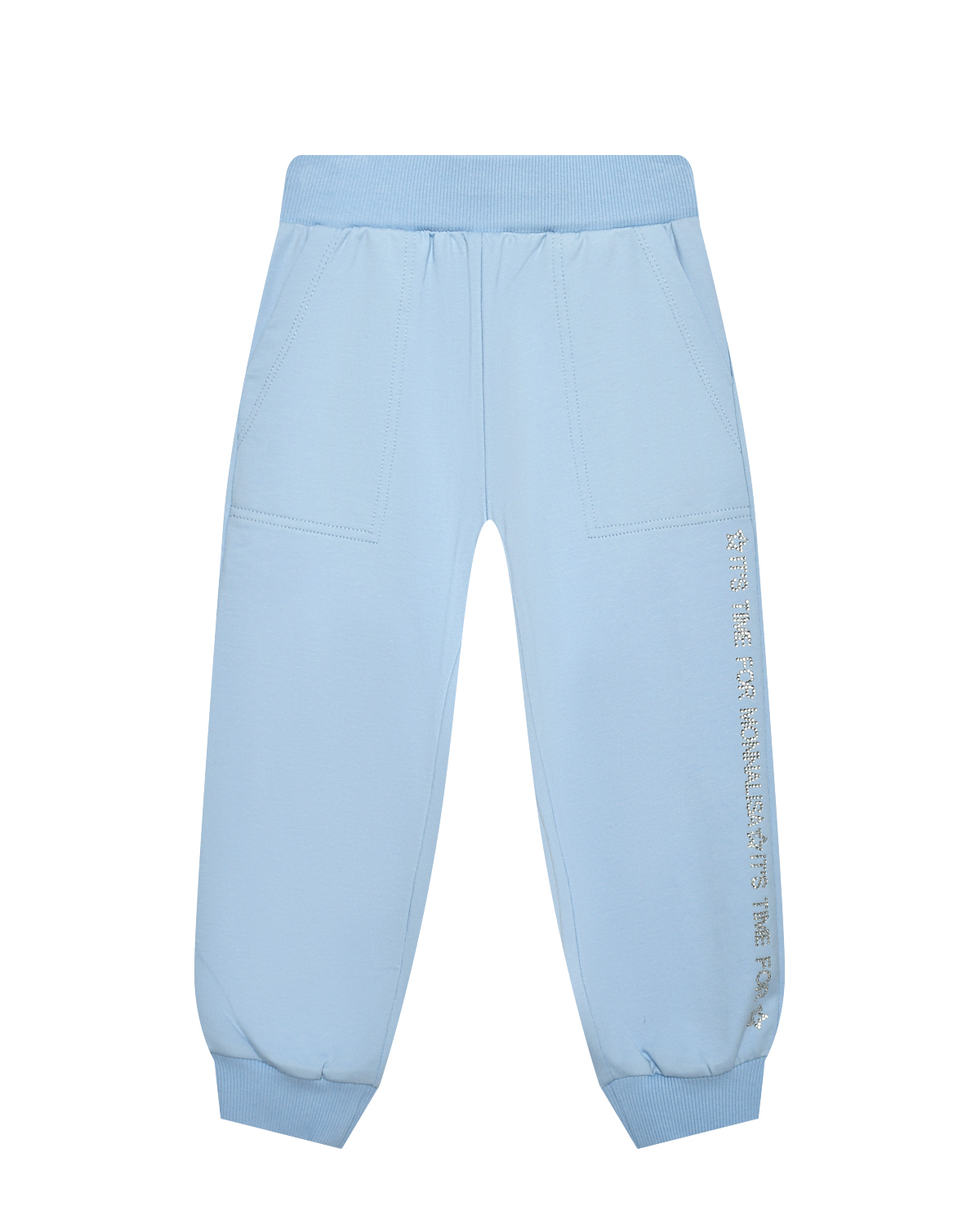 Спортивные брюки с надписью из страз Monnalisa, размер 116, цвет нет цвета - фото 1