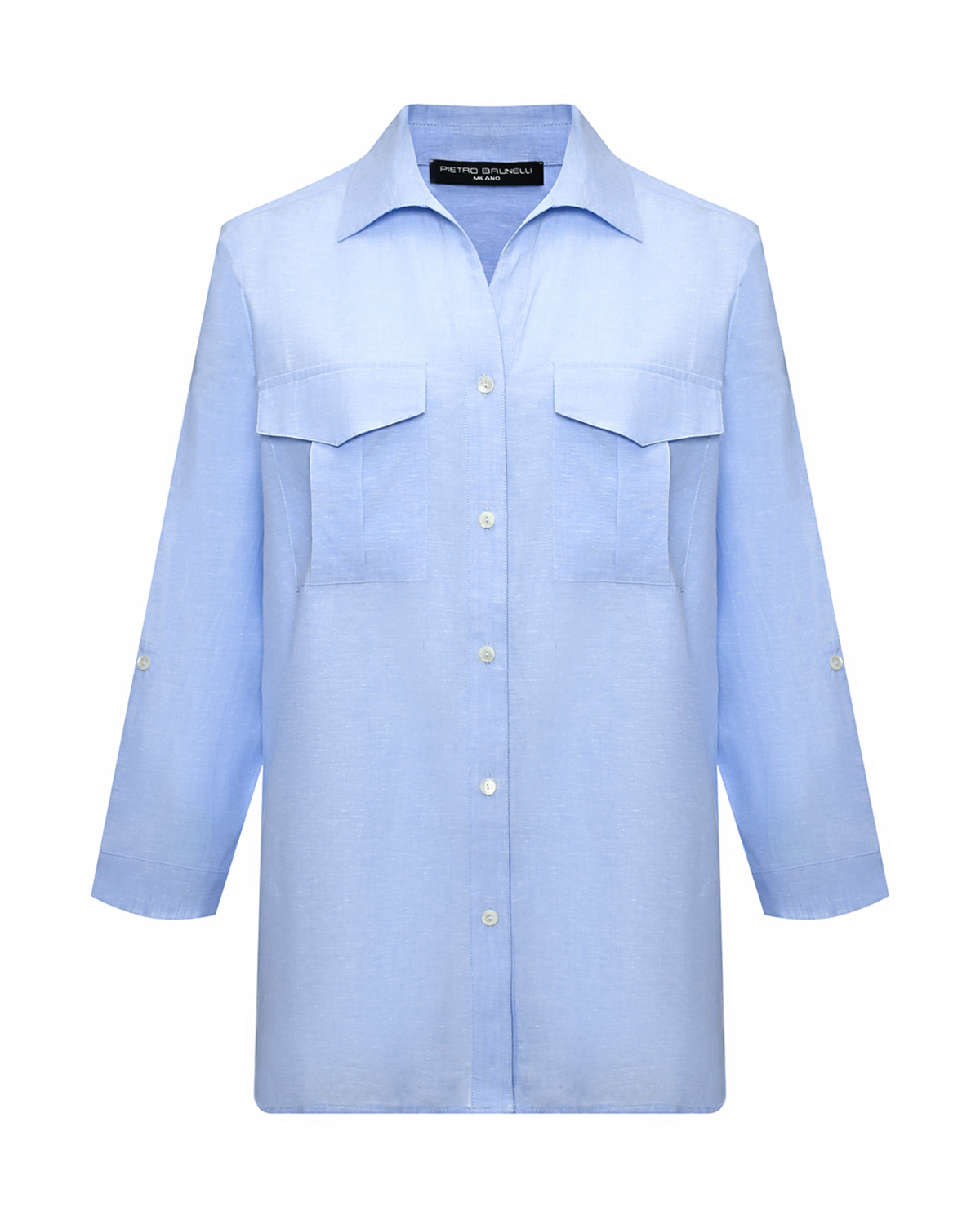 Рубашка с карманами на груди, голубая Pietro Brunelli, размер 46, цвет нет цвета - фото 1