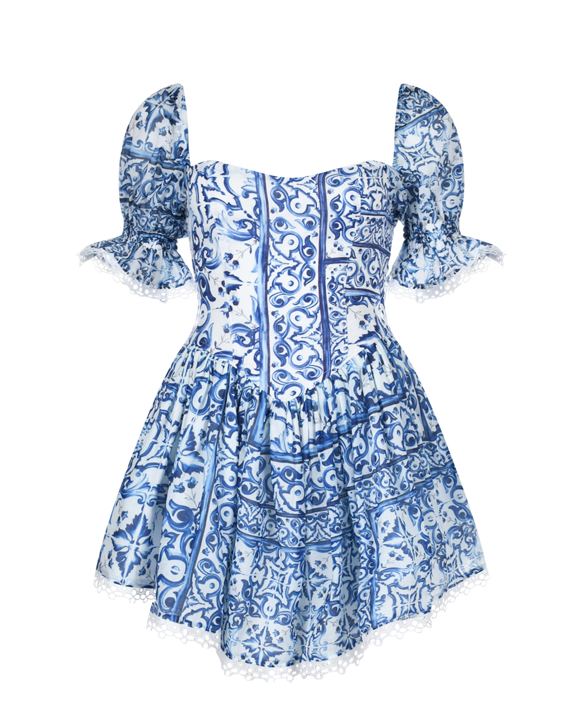 Платье корсетное миди со сплошным принтом "Майолика" Positano Couture, размер 42, цвет нет цвета - фото 1