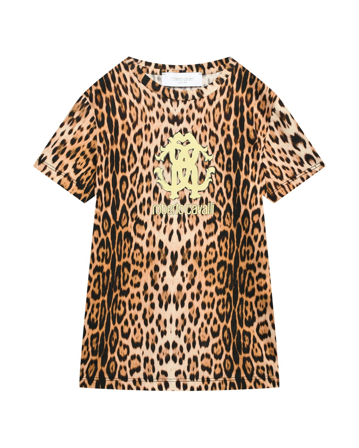Леопардовая футболка с лого Roberto Cavalli, размер 140, цвет коричневый - фото 1