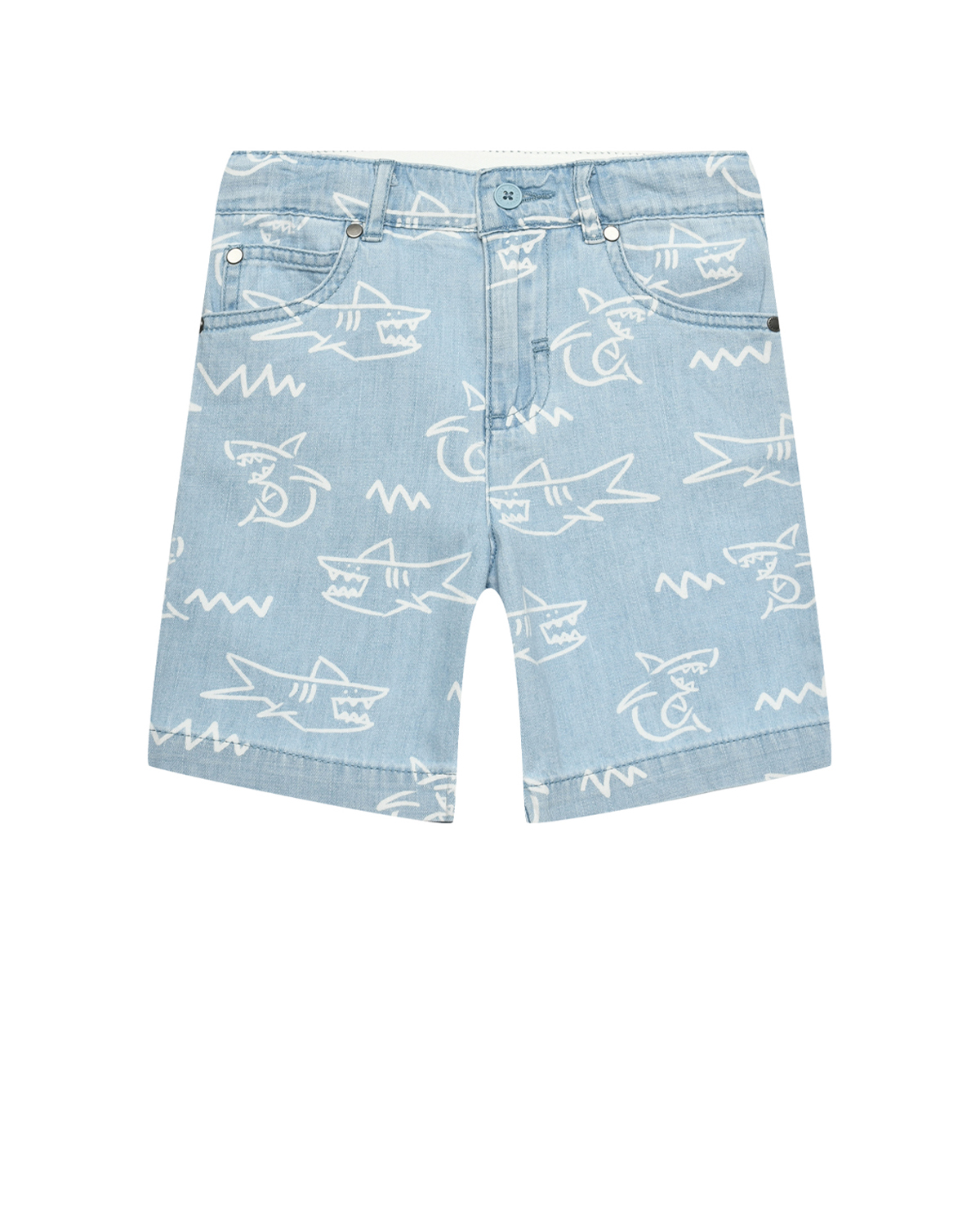 Джинсовые шорты с принтом "акулы" Stella McCartney, размер 104, цвет нет цвета