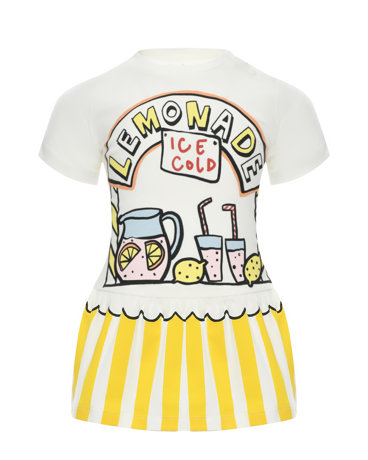Платье с принтом "прилавок с лимонадом" Stella McCartney, размер 80, цвет белый - фото 1