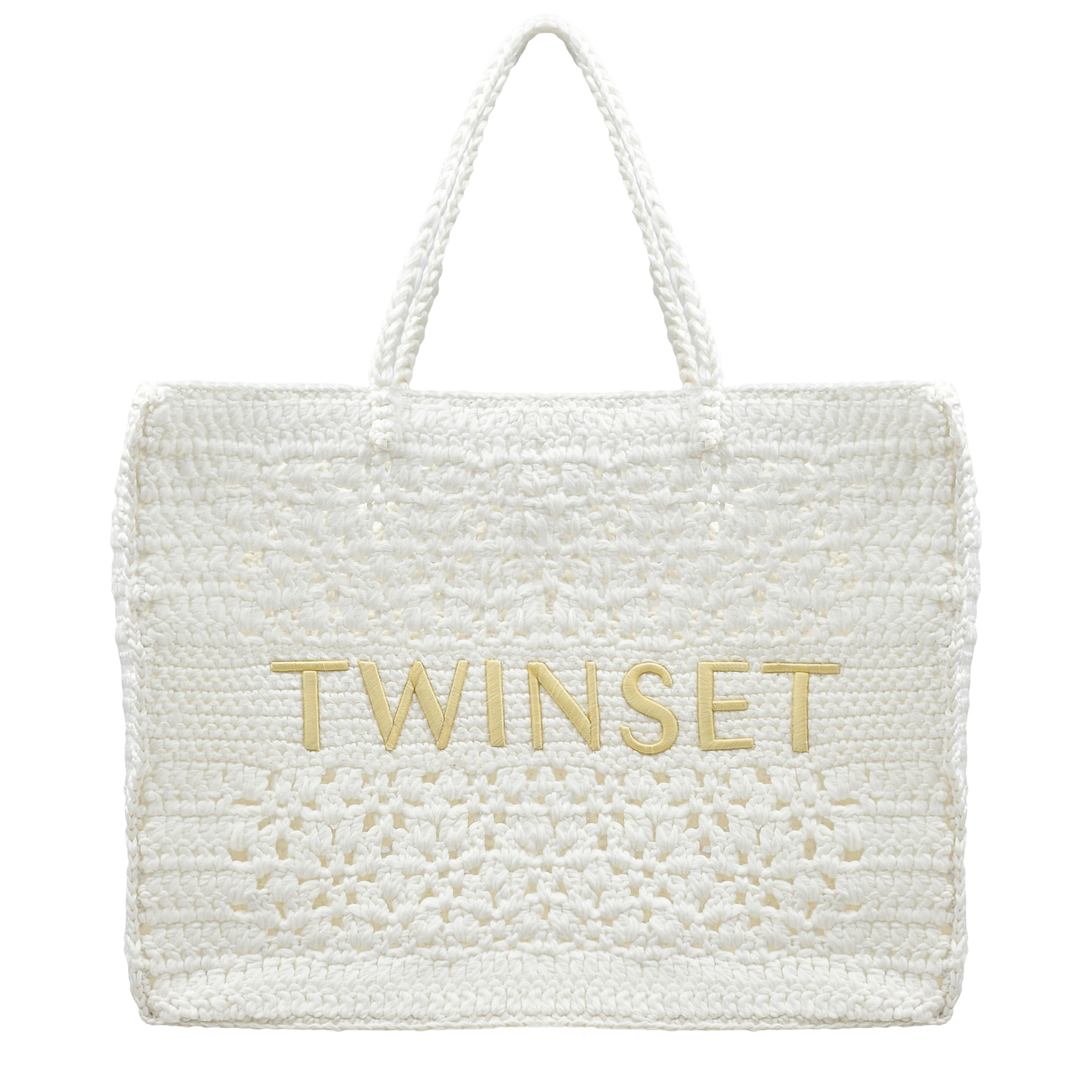 Плетеная сумка тоут, белая TWINSET, размер unica, цвет нет цвета - фото 1
