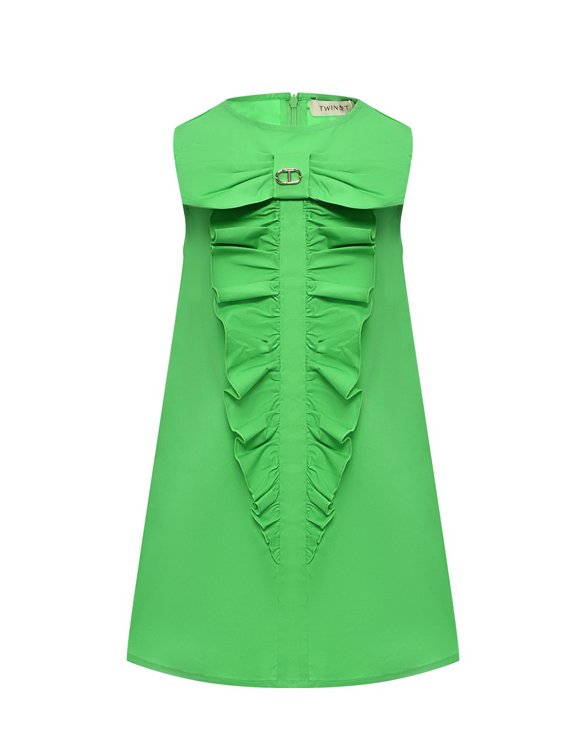 Платье с жабо, зеленое TWINSET, размер 104, цвет нет цвета - фото 1