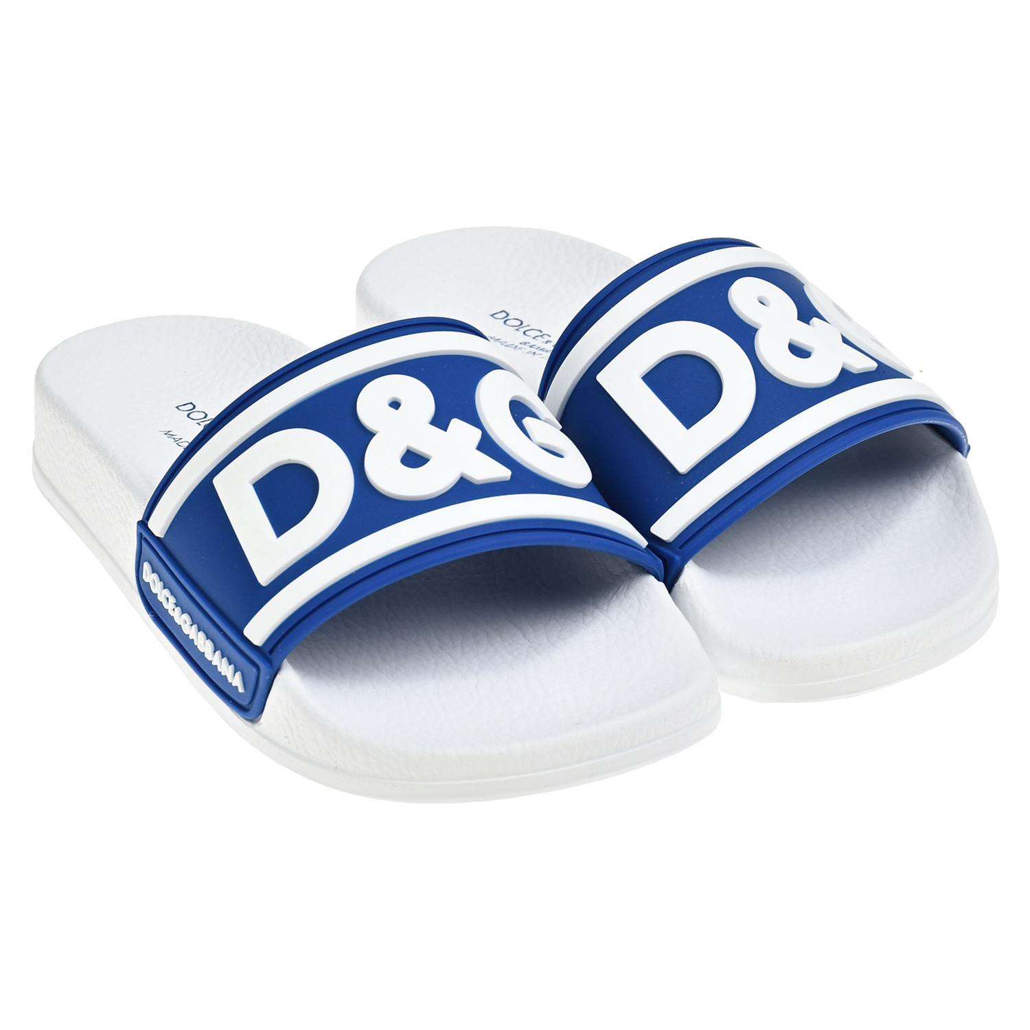 Шлепки с белым лого Dolce&Gabbana синие спротивные брюки с белым лого dsquared2