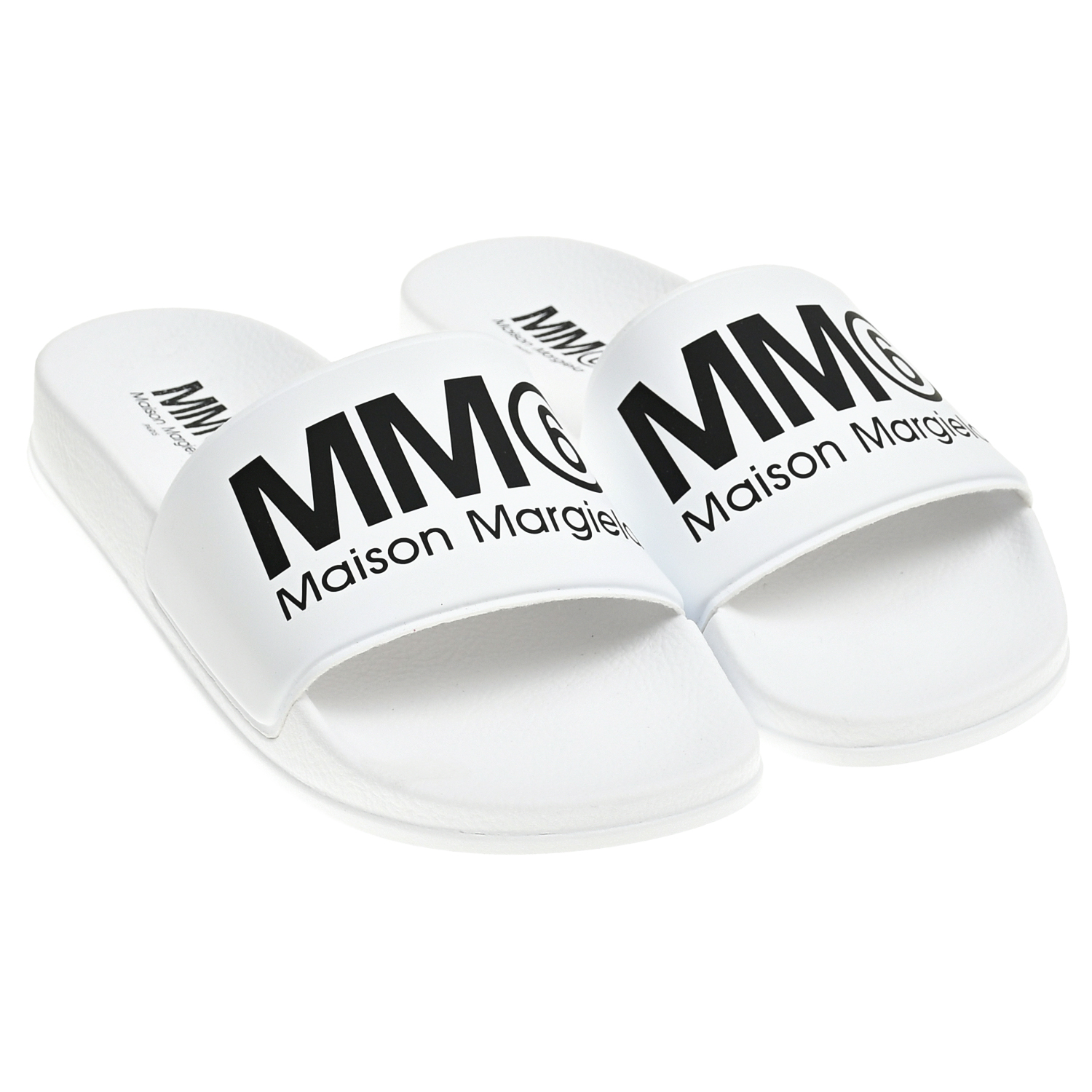 Шлепки с черным логотипом, белые MM6 Maison Margiela шлепки с белым лого черные mm6 maison margiela