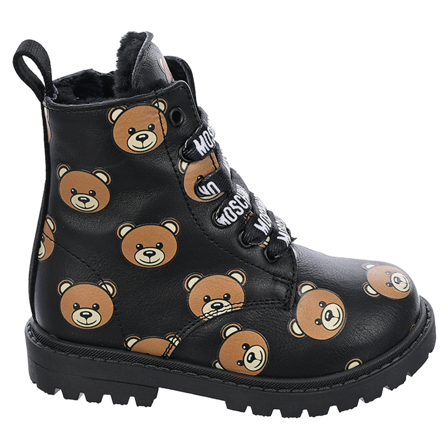Ботинки со сплошным принтом "медвежата" Moschino детские, размер 23, цвет черный - фото 2