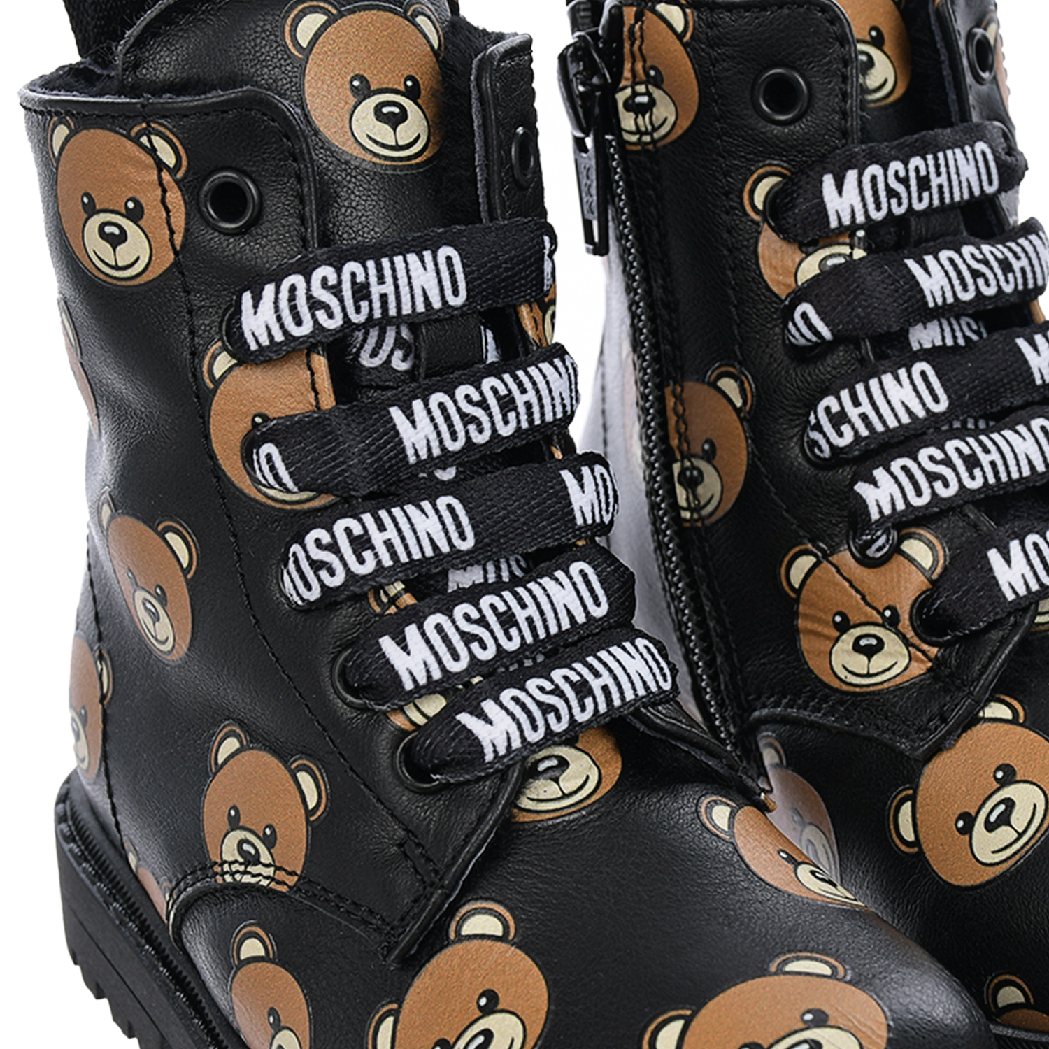 Ботинки со сплошным принтом "медвежата" Moschino детские, размер 23, цвет черный - фото 6