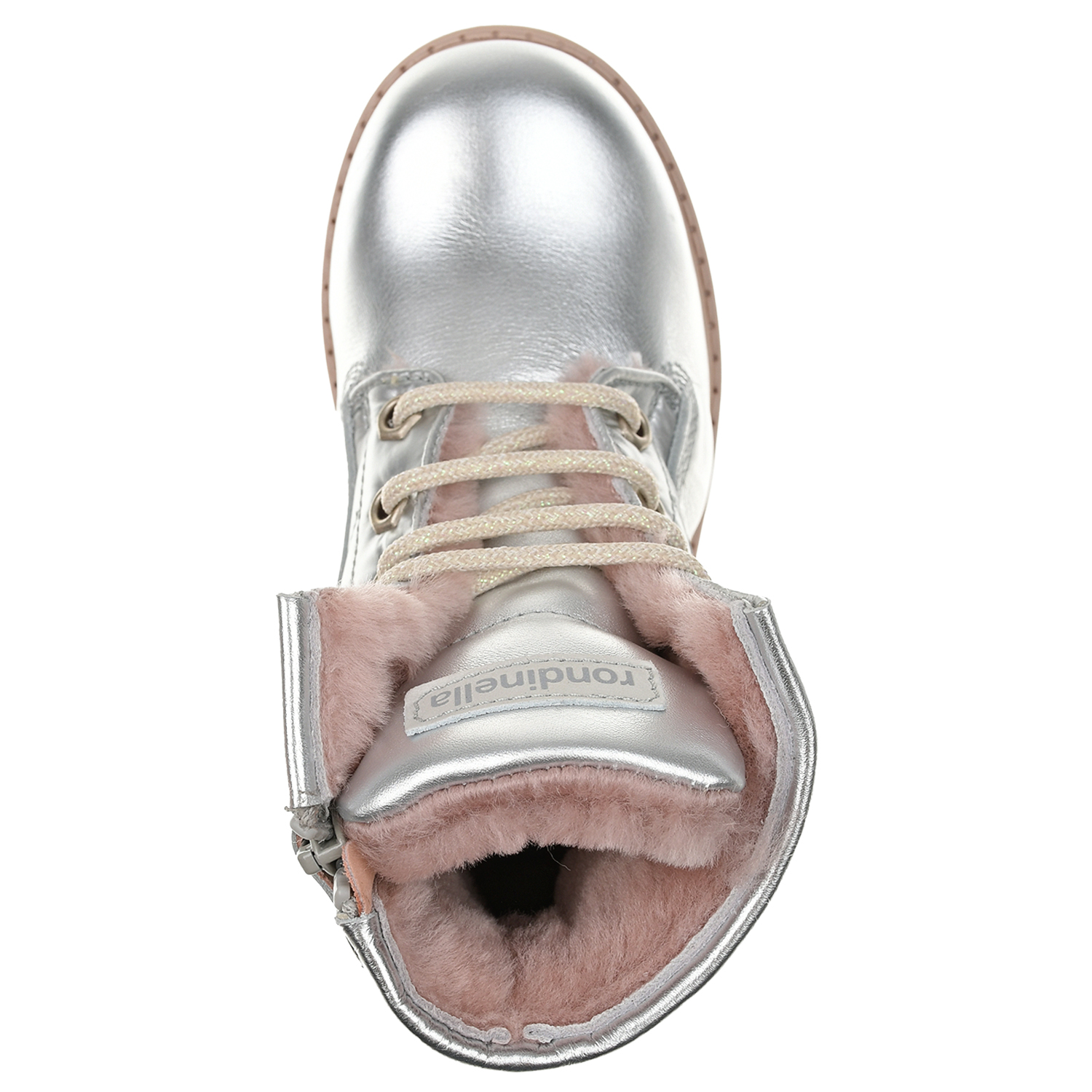 Ботинки из серебристой кожи с меховой подкладкой Rondinella детские, размер 26, цвет серебристый - фото 4