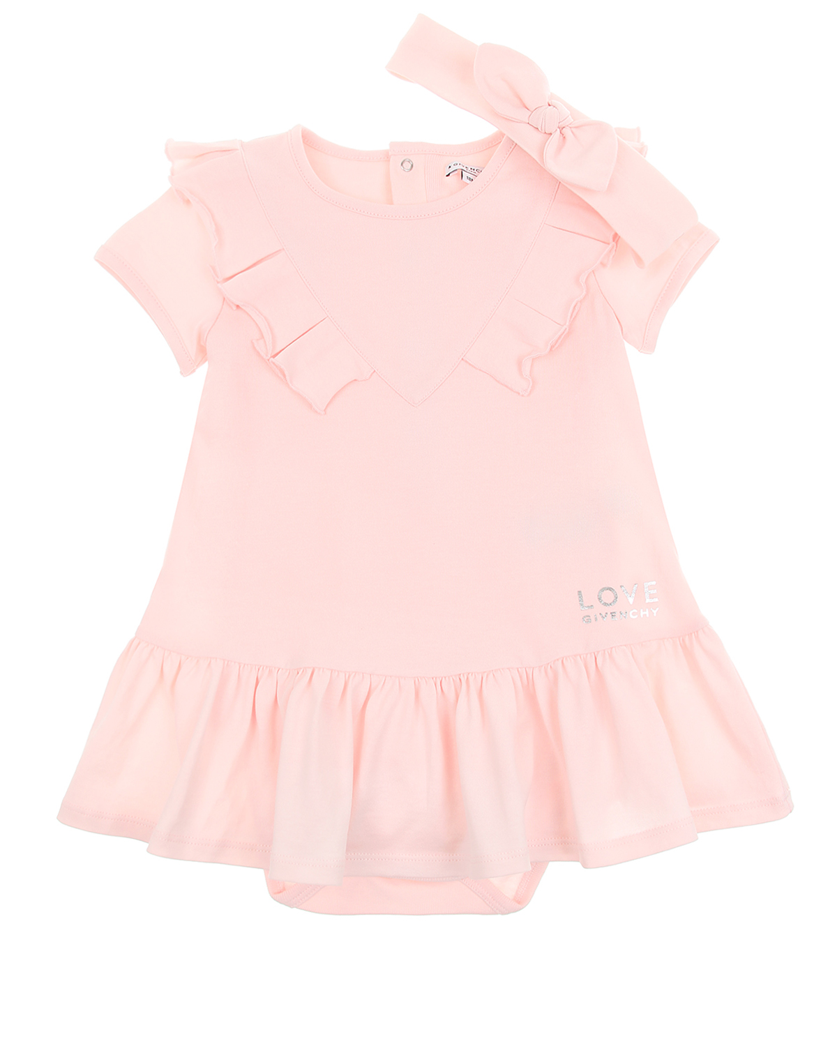 Комплект: розовое платье и повязка Givenchy детский, размер 80, цвет нет цвета - фото 1