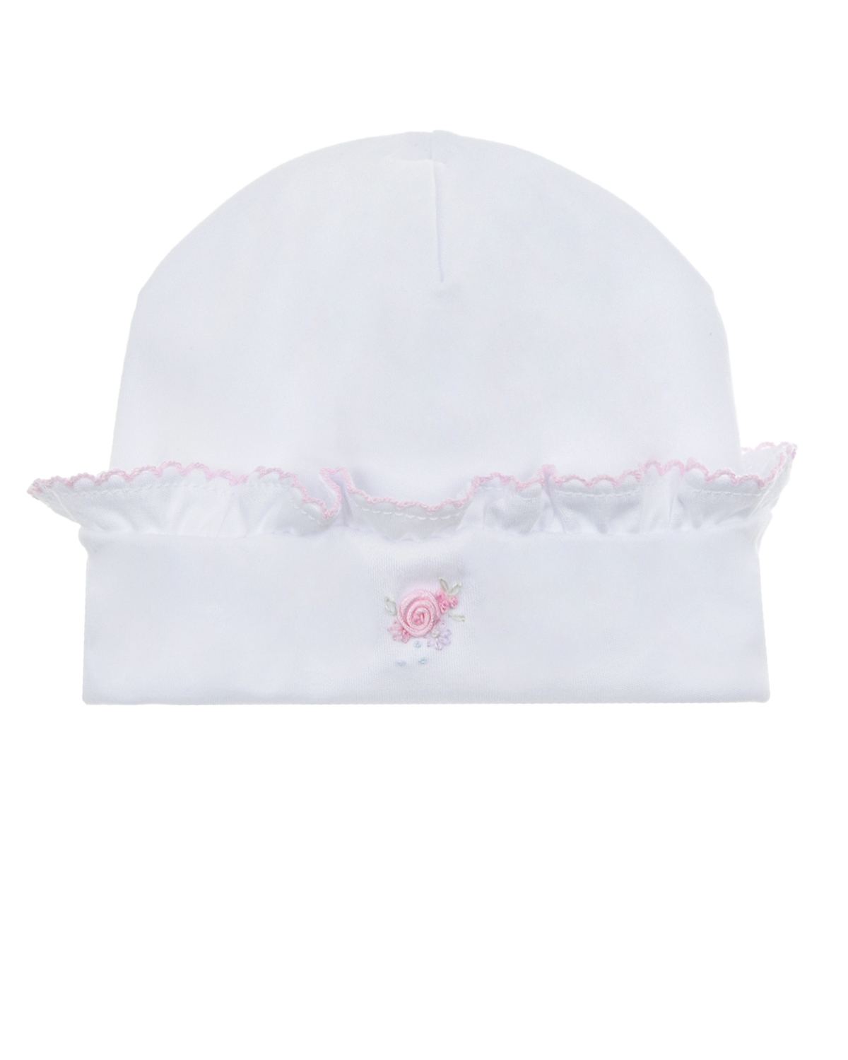 Белая шапка с цветочной вышивкой Kissy Kissy детская, размер 56 - фото 1
