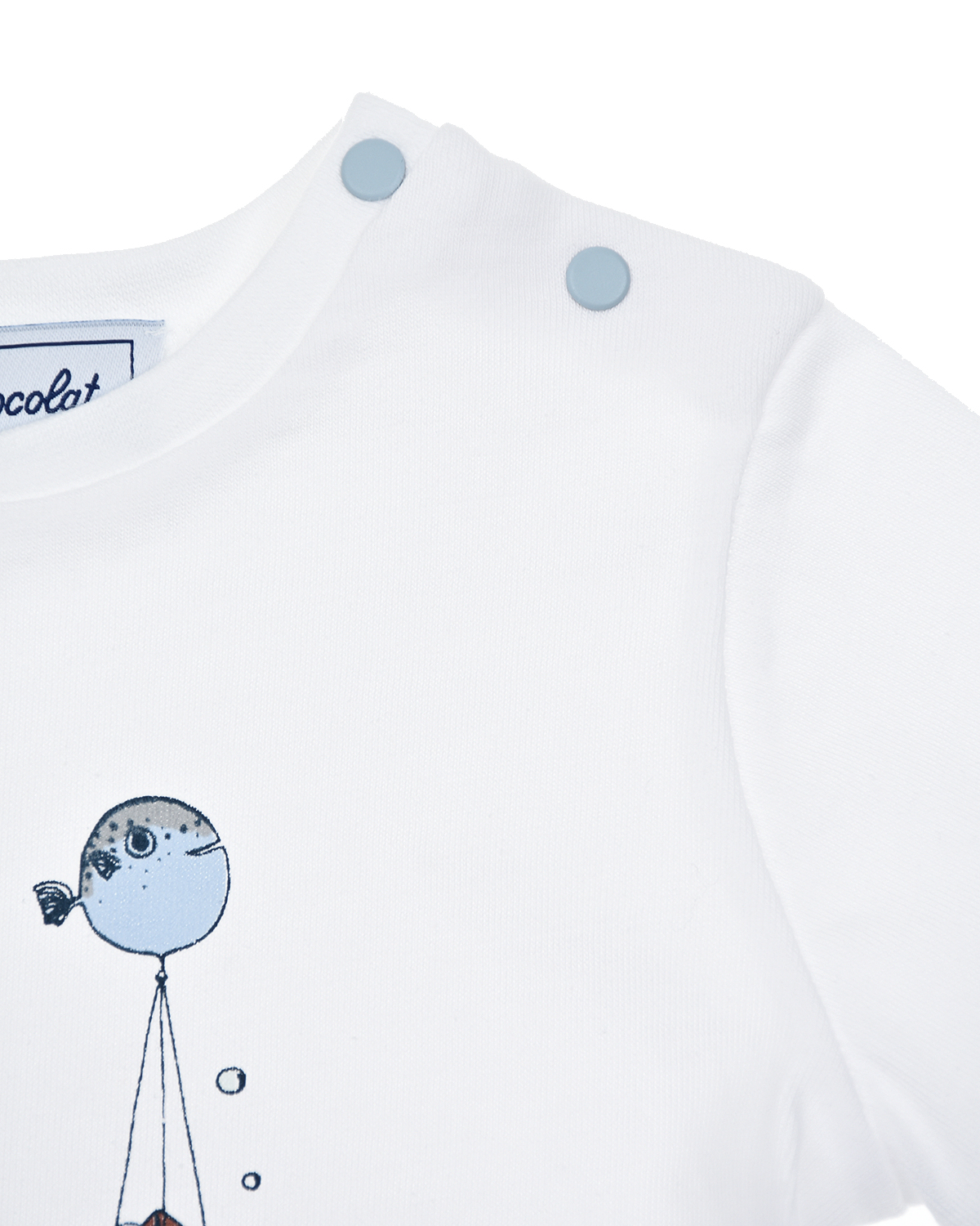 Белая футболка с принтом "рыбы" Tartine et Chocolat детская, размер 80, цвет белый - фото 4