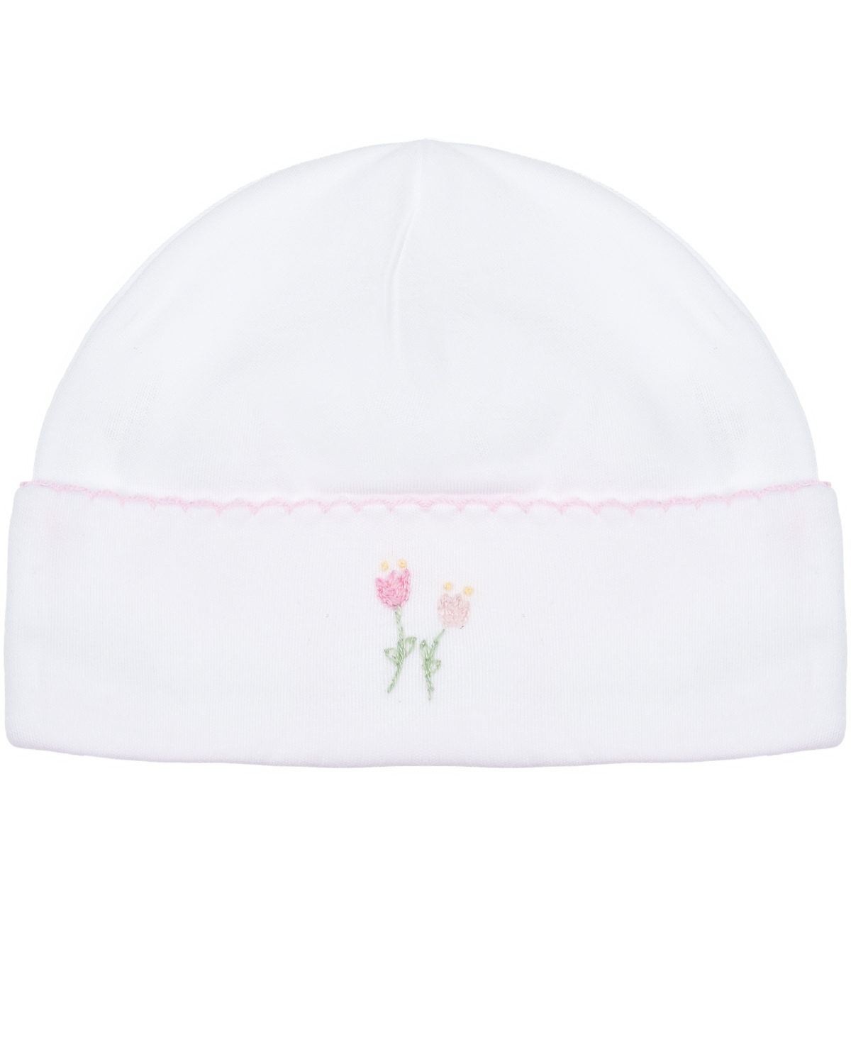Белая шапка с вышивкой "тюльпаны" Lyda Baby, размер 50, цвет белый