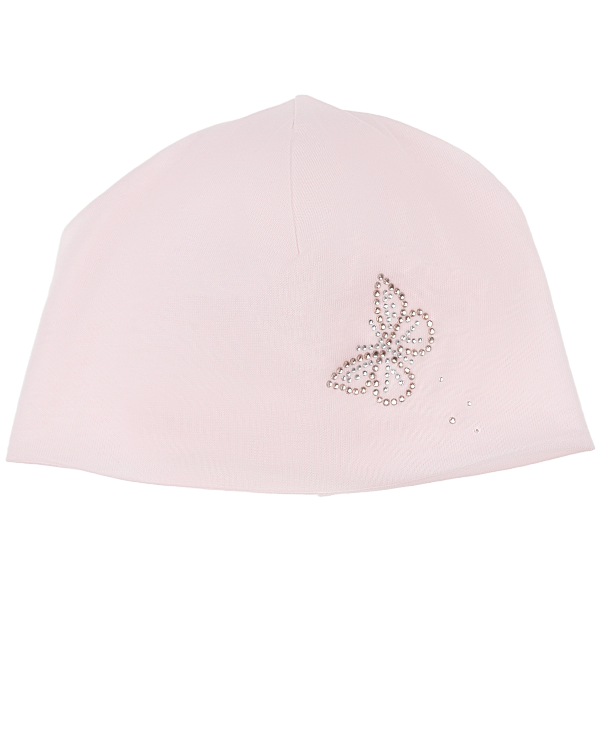 Розовая шапка с бабочкой из стразов Story Loris светло розовая шапка с отворотом jan