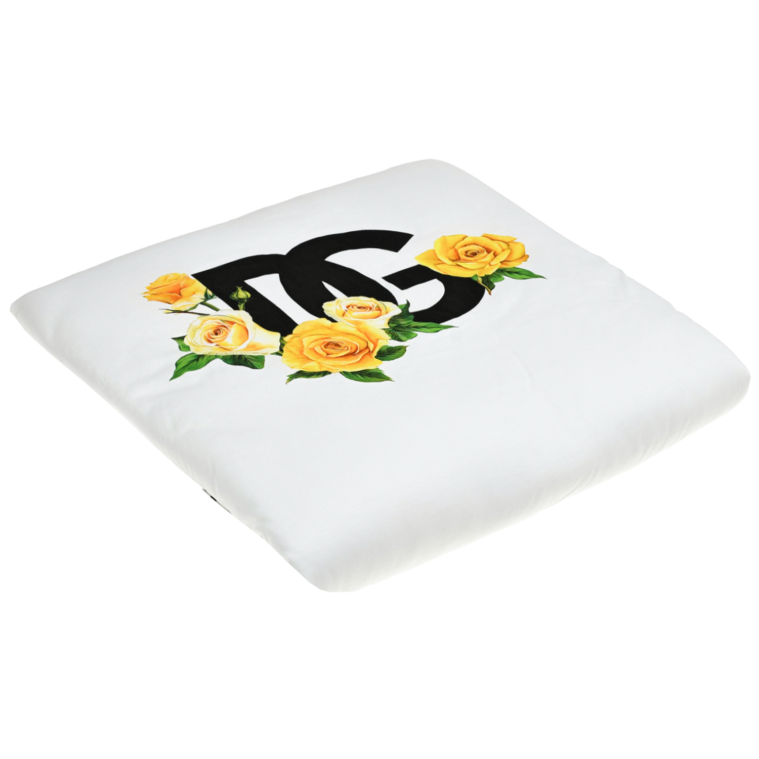Одеяло с принтом "желтые розы" и лого Dolce&Gabbana, размер unica, цвет белый - фото 1