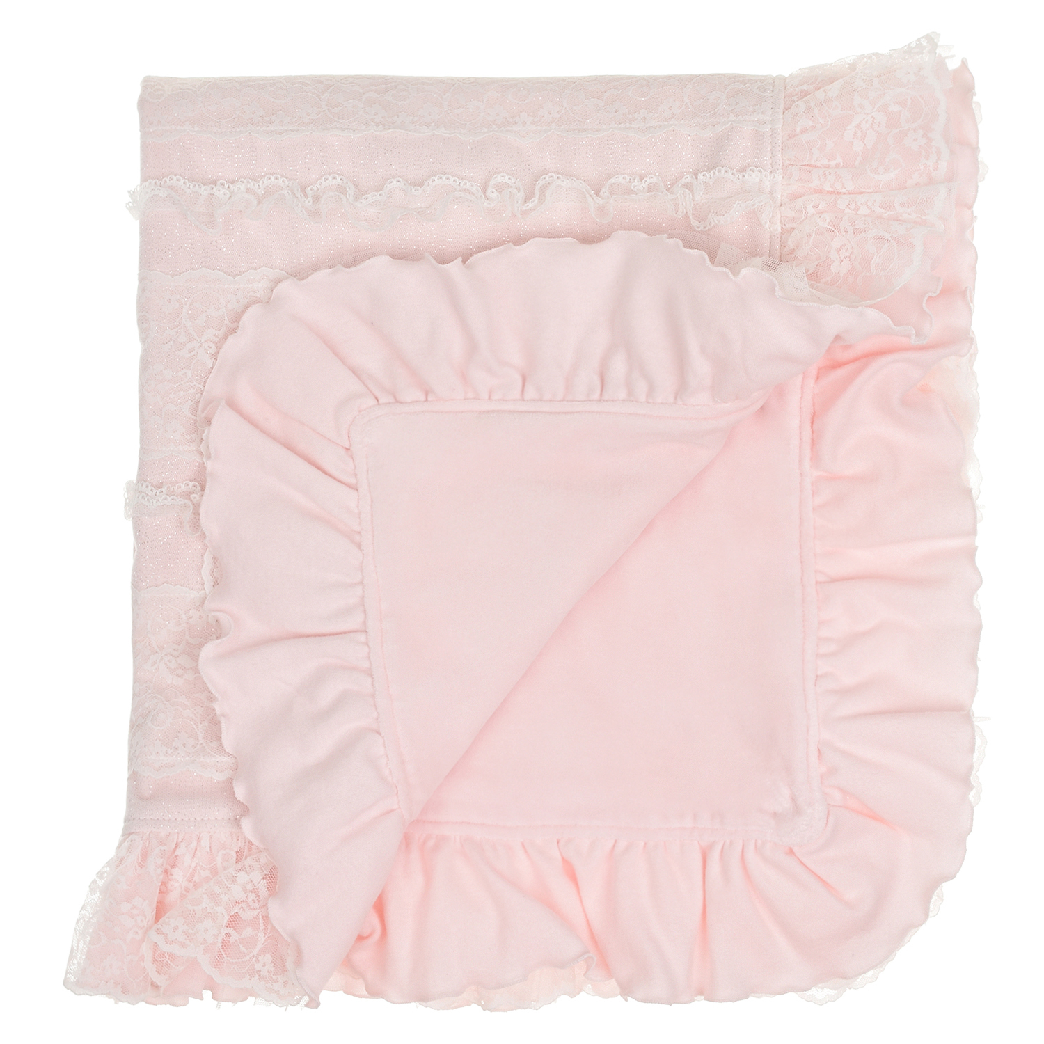 Розовый плед с белой кружевной отделкой Aletta детский, размер unica - фото 3
