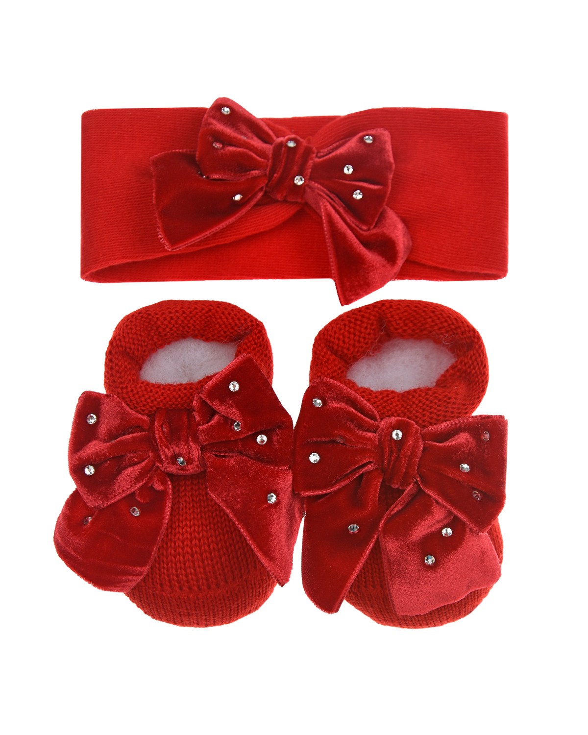 Подарочный набор: повязка и пинетки, красный Story Loris детский, размер 62 - фото 1