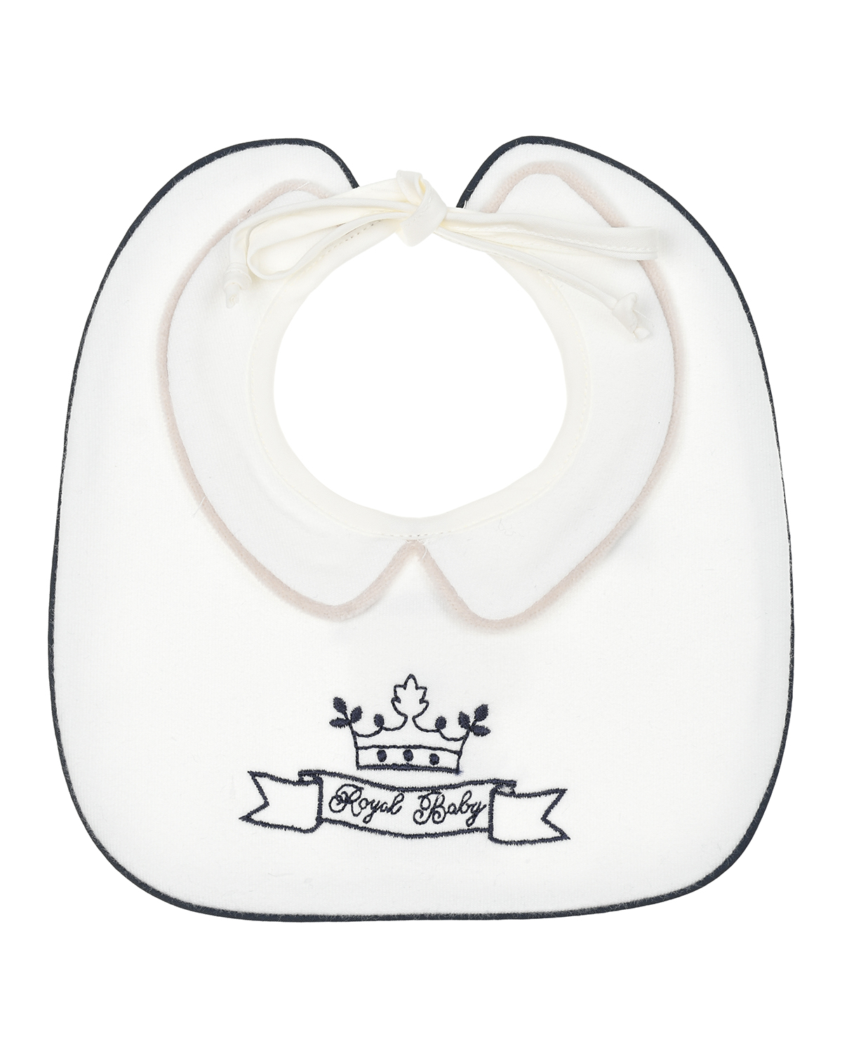 Белый слюнявчик с вышивкой "корона" Aletta детский, размер unica - фото 1
