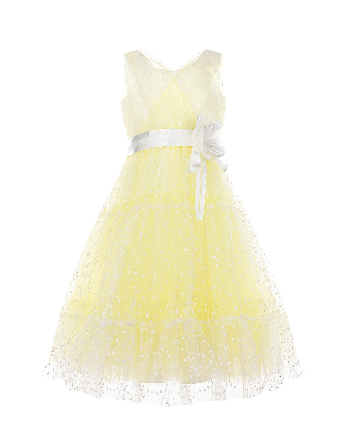 Лимонное платье с белым поясом Aletta детское