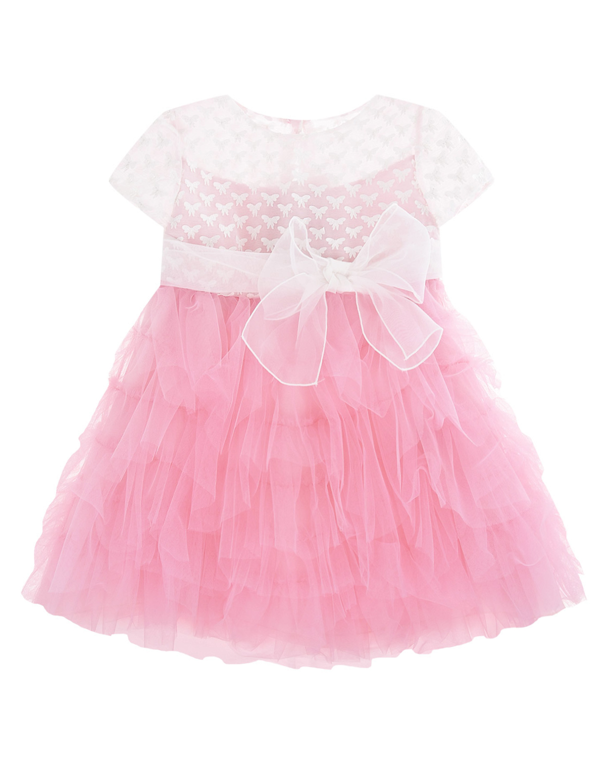 Бело-розовое кружевное платье Aletta детское, размер 104, цвет мультиколор - фото 1