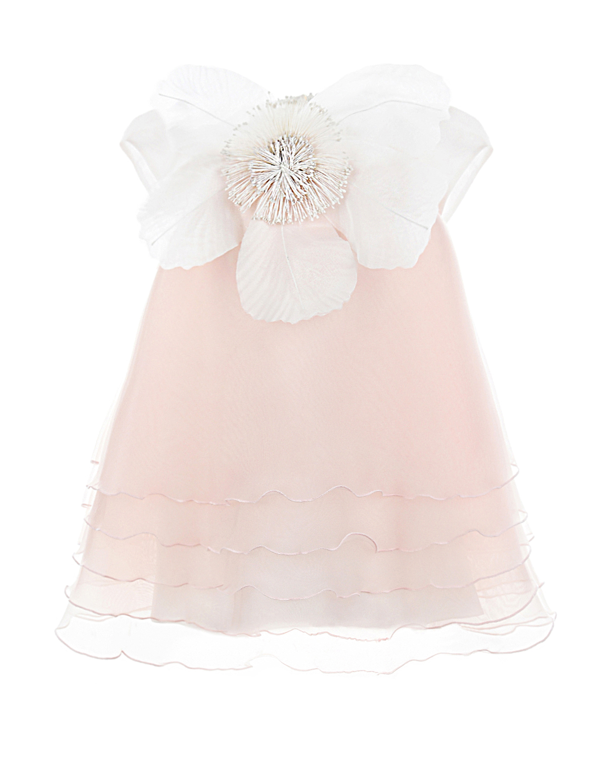 Бело-розовое платье с декоративным цветком CAF детское