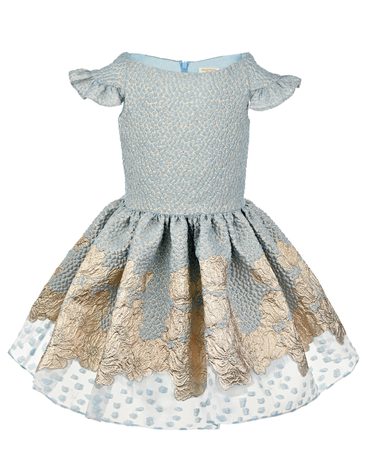 Платье с вышивкой и аппликациями David Charles детское, размер 128, цвет голубой - фото 1