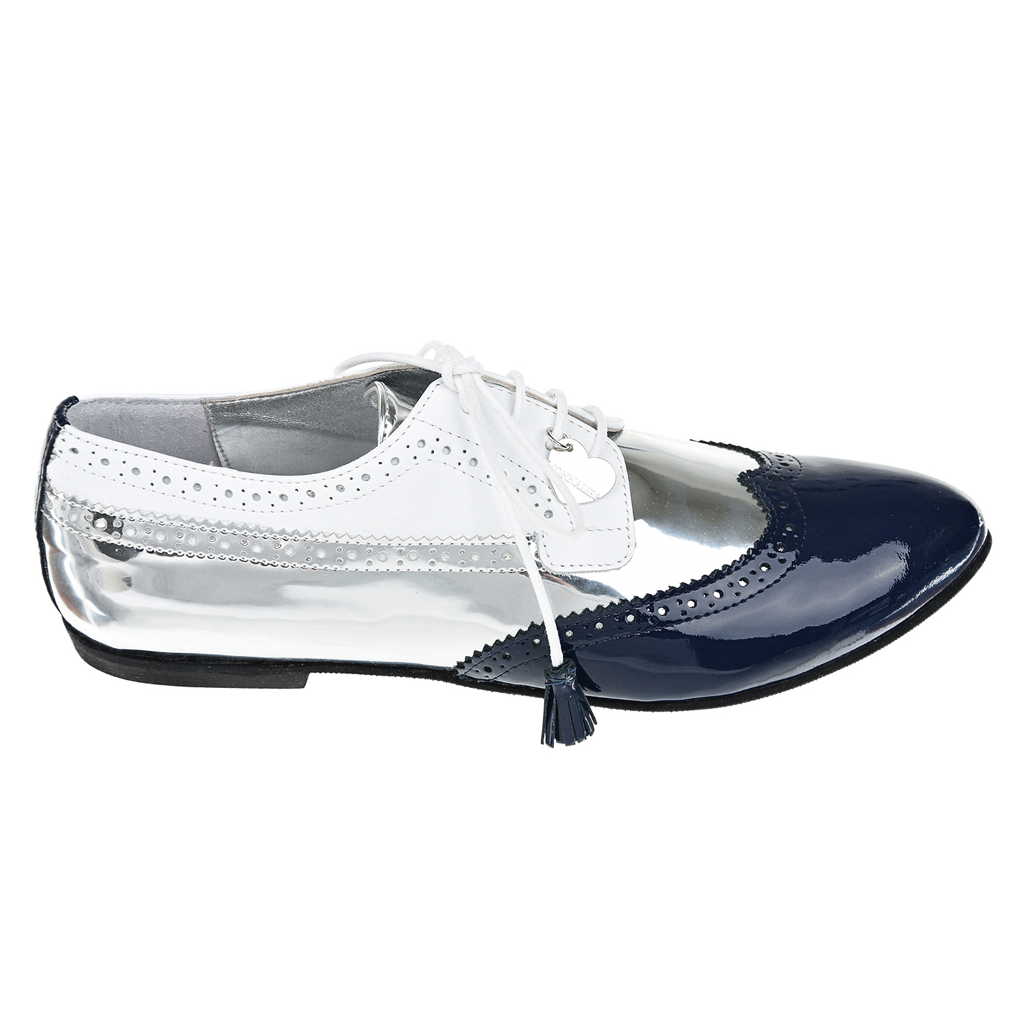 Серебристые ботинки с синей отделкой Monnalisa детские, размер 37, цвет серебристый - фото 2