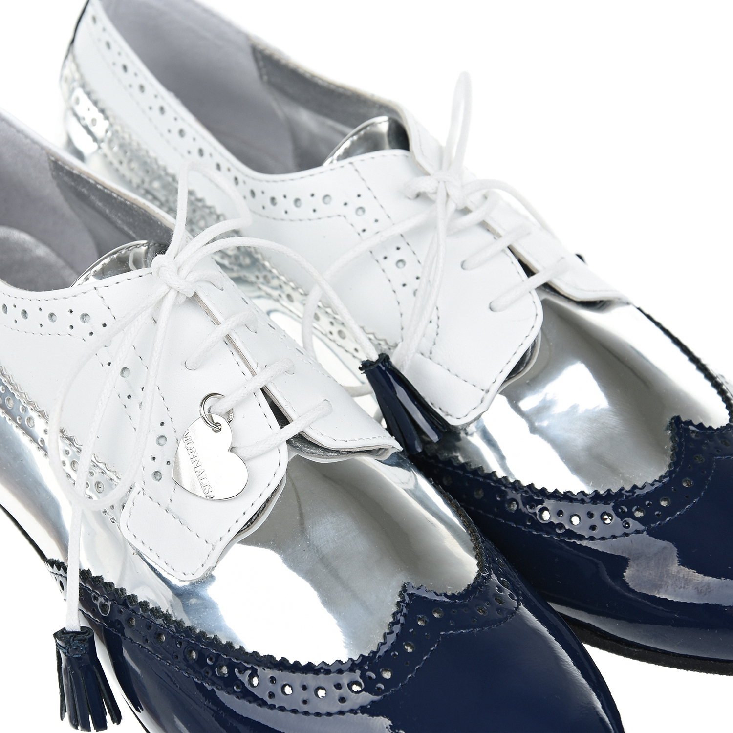 Серебристые ботинки с синей отделкой Monnalisa детские, размер 37, цвет серебристый - фото 6