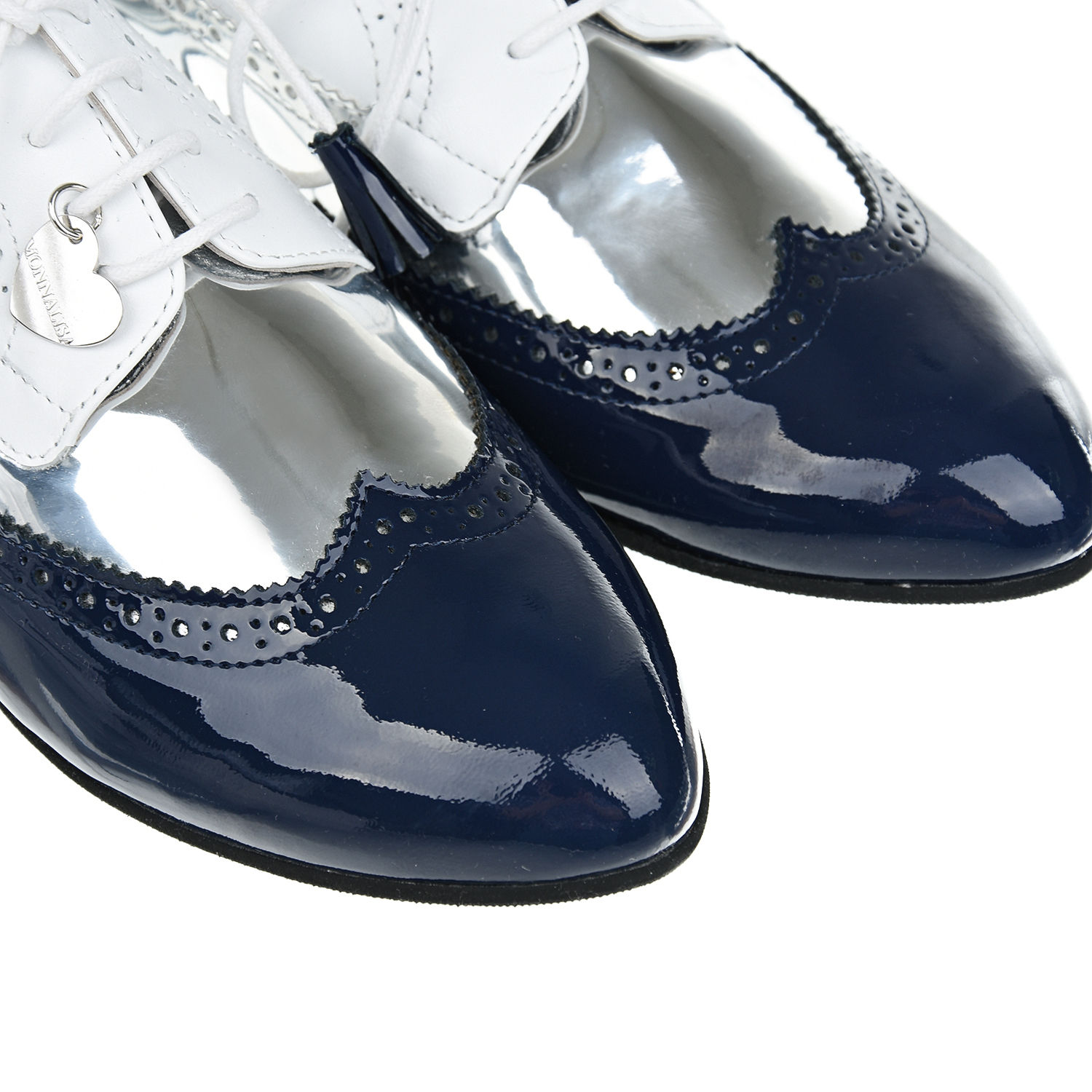 Серебристые ботинки с синей отделкой Monnalisa детские, размер 37, цвет серебристый - фото 7
