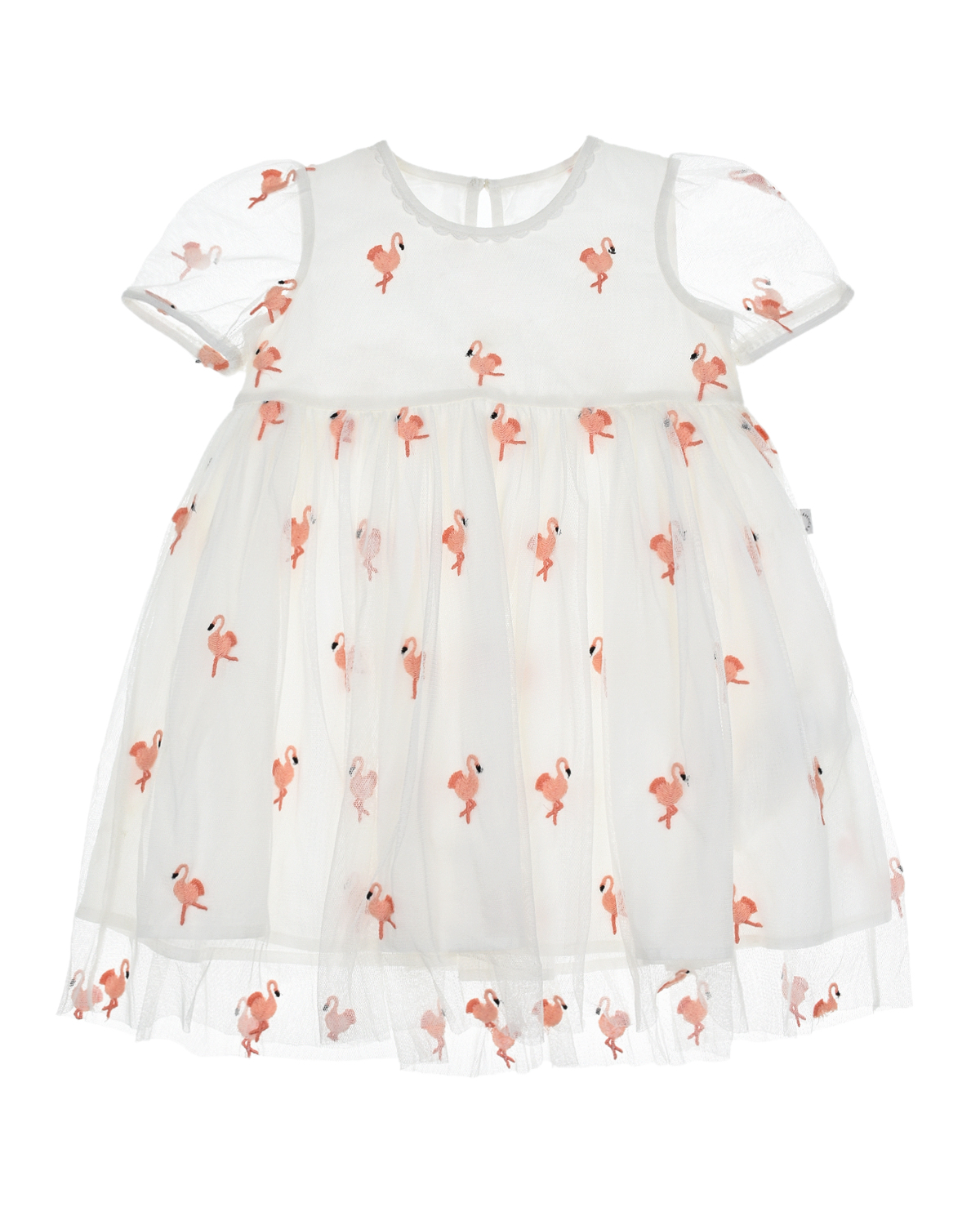 Платье с вышивкой "Фламинго" Stella McCartney детское, размер 86, цвет кремовый - фото 2