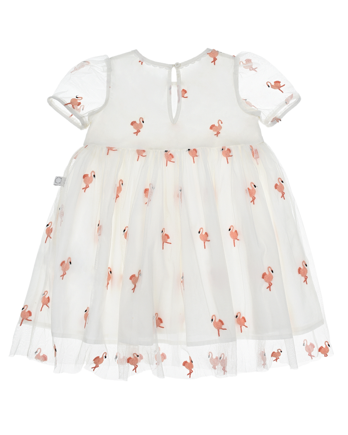 Платье с вышивкой "Фламинго" Stella McCartney детское, размер 86, цвет кремовый - фото 3