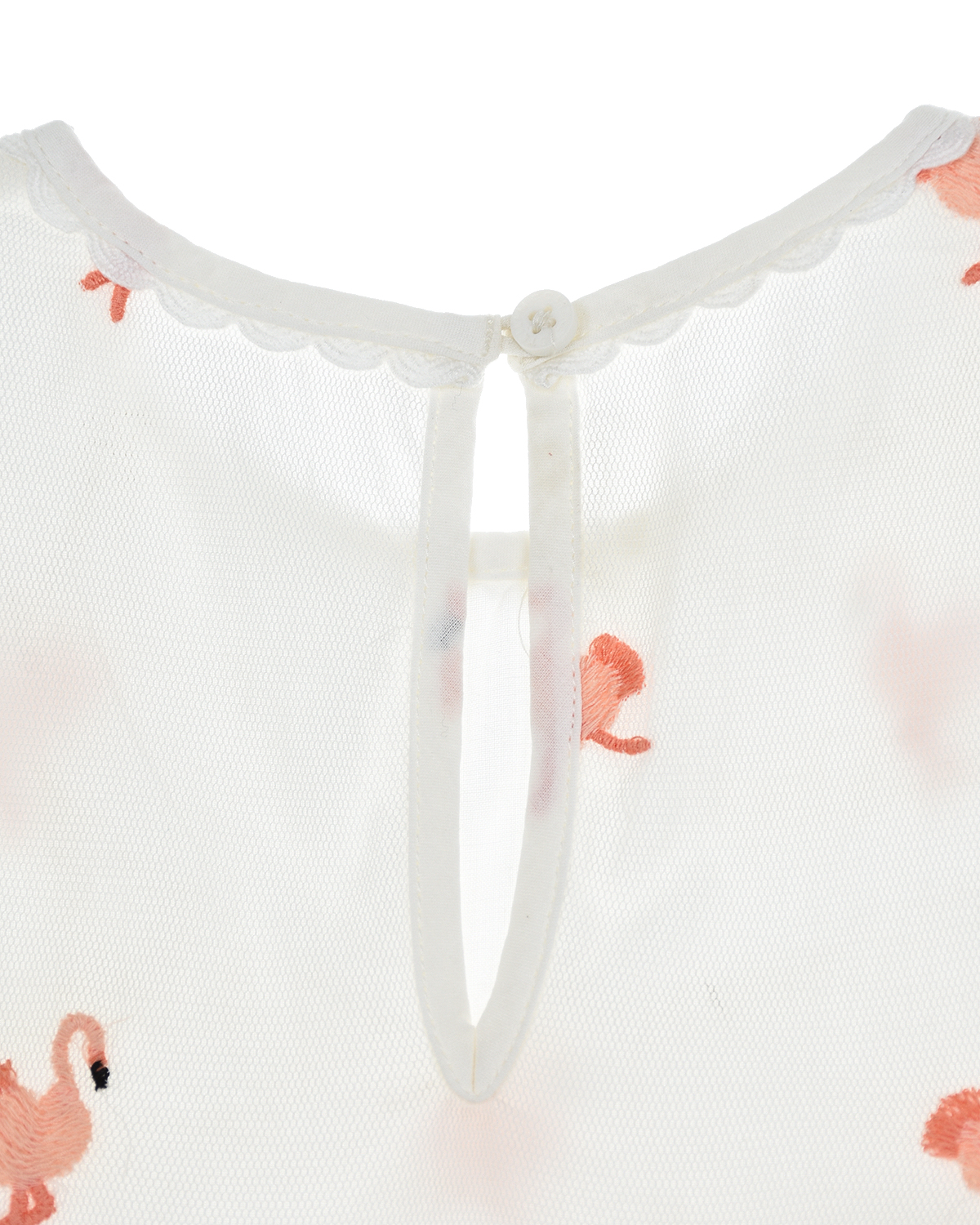 Платье с вышивкой "Фламинго" Stella McCartney детское, размер 86, цвет кремовый - фото 5