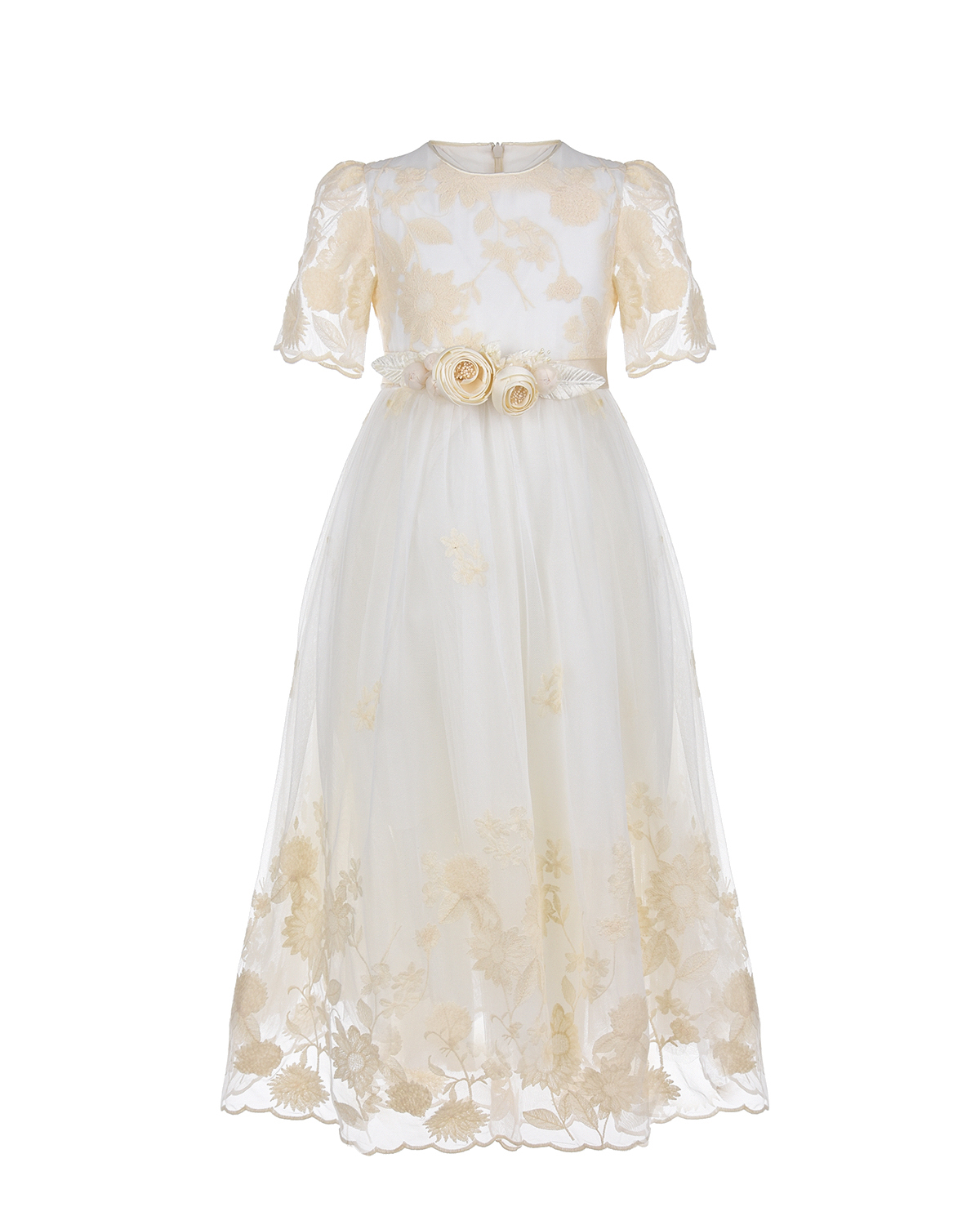 Кремовое платье с цветочным декором Eirene детское, размер 116 - фото 1