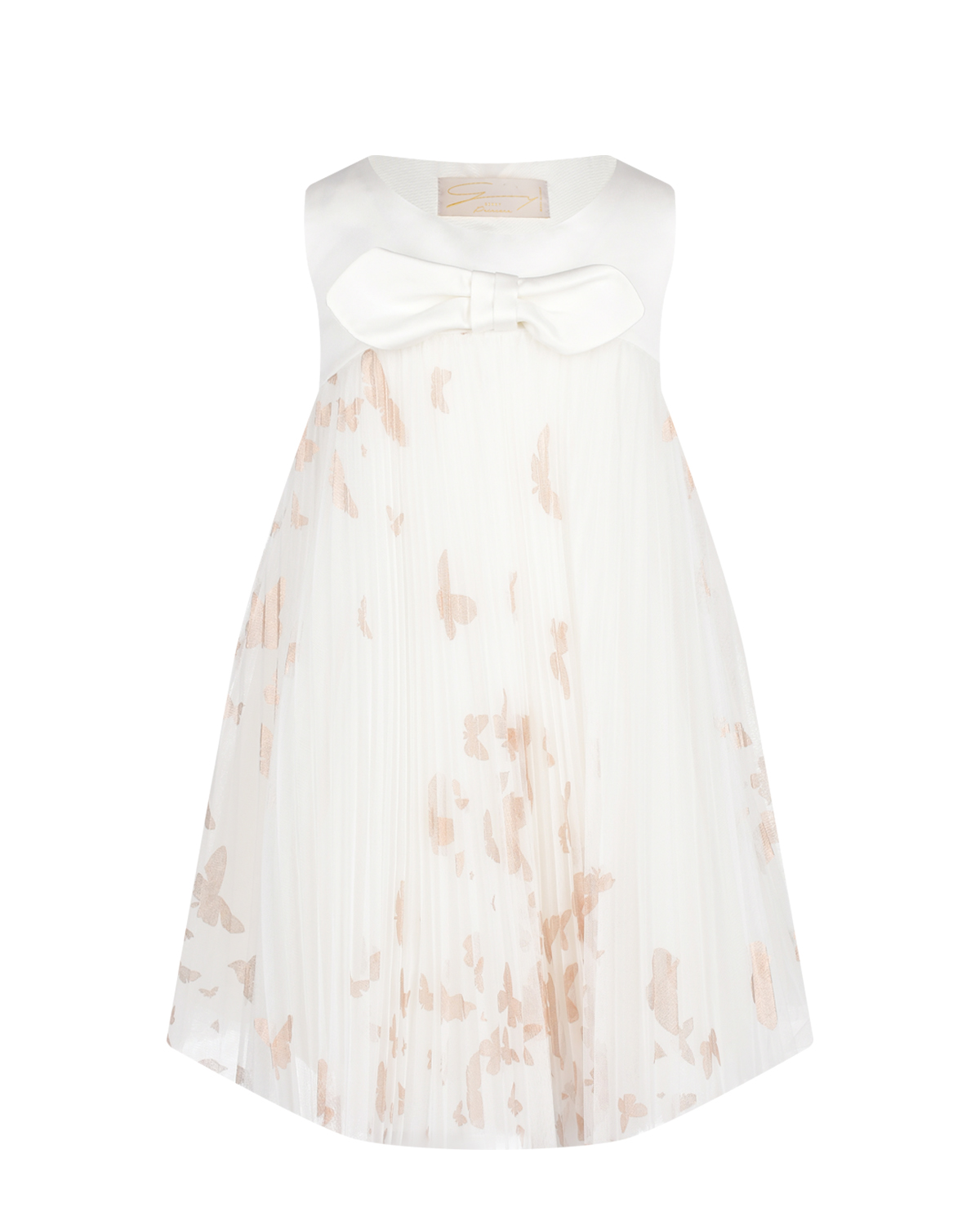 Белое платье с принтом "бабочки" Genny, размер 110, цвет белый - фото 1